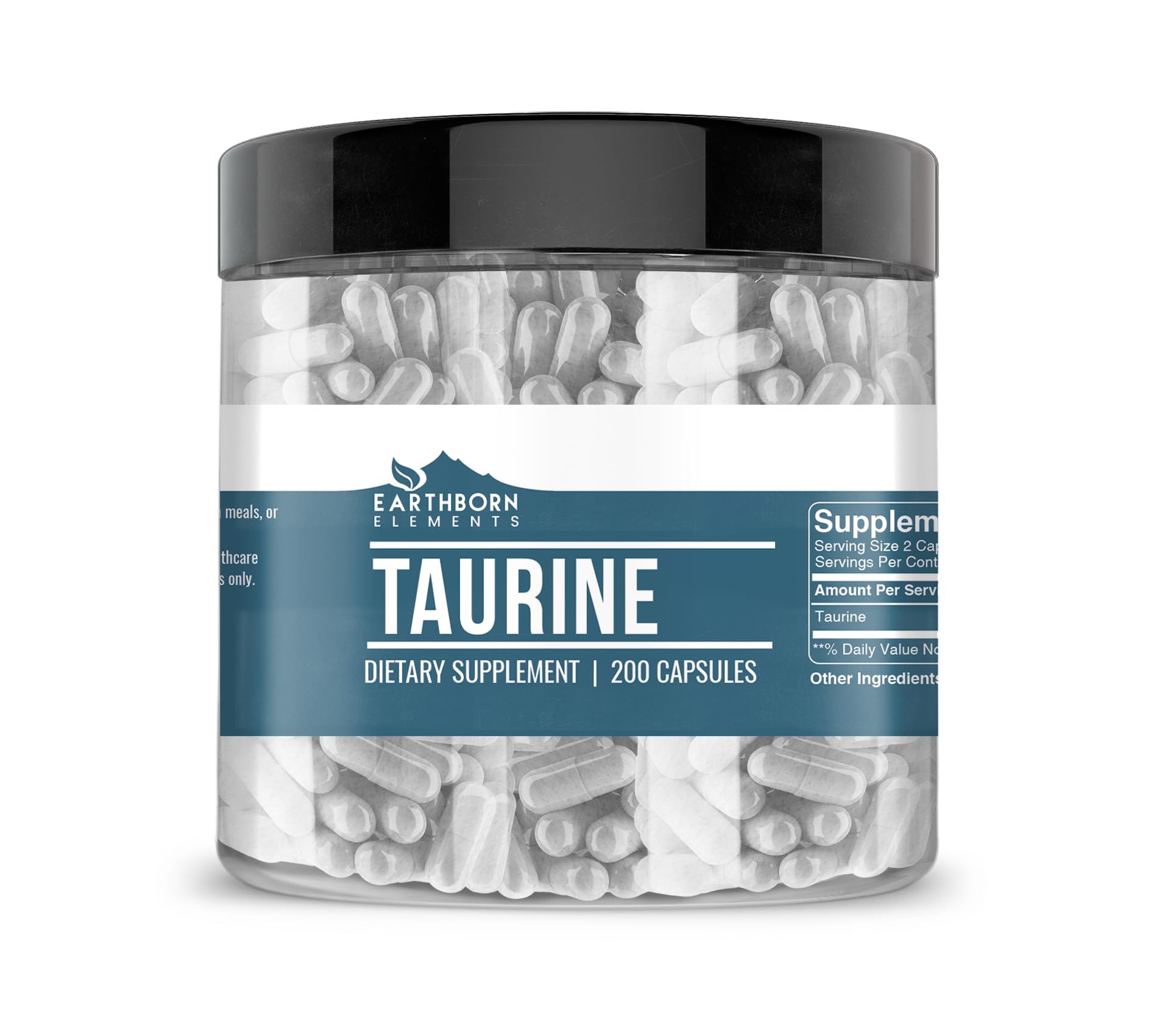 Earthborn Elements Taurine, 200 Capsules, Pure & Undiluted, No Additives Earthborn ElementsAu supplements
