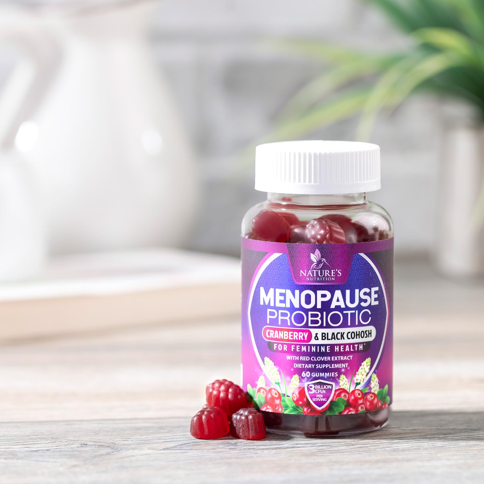 Menopause Supplement Gummies - 3 Billion CFU Women's Probiotics - Advanced Menopause Relief Formula for Women with Black Cohosh & Red Clover - Mild Hot Flashes & Night Sweats Support - 60 Gummies Nature's NutritionAu supplements