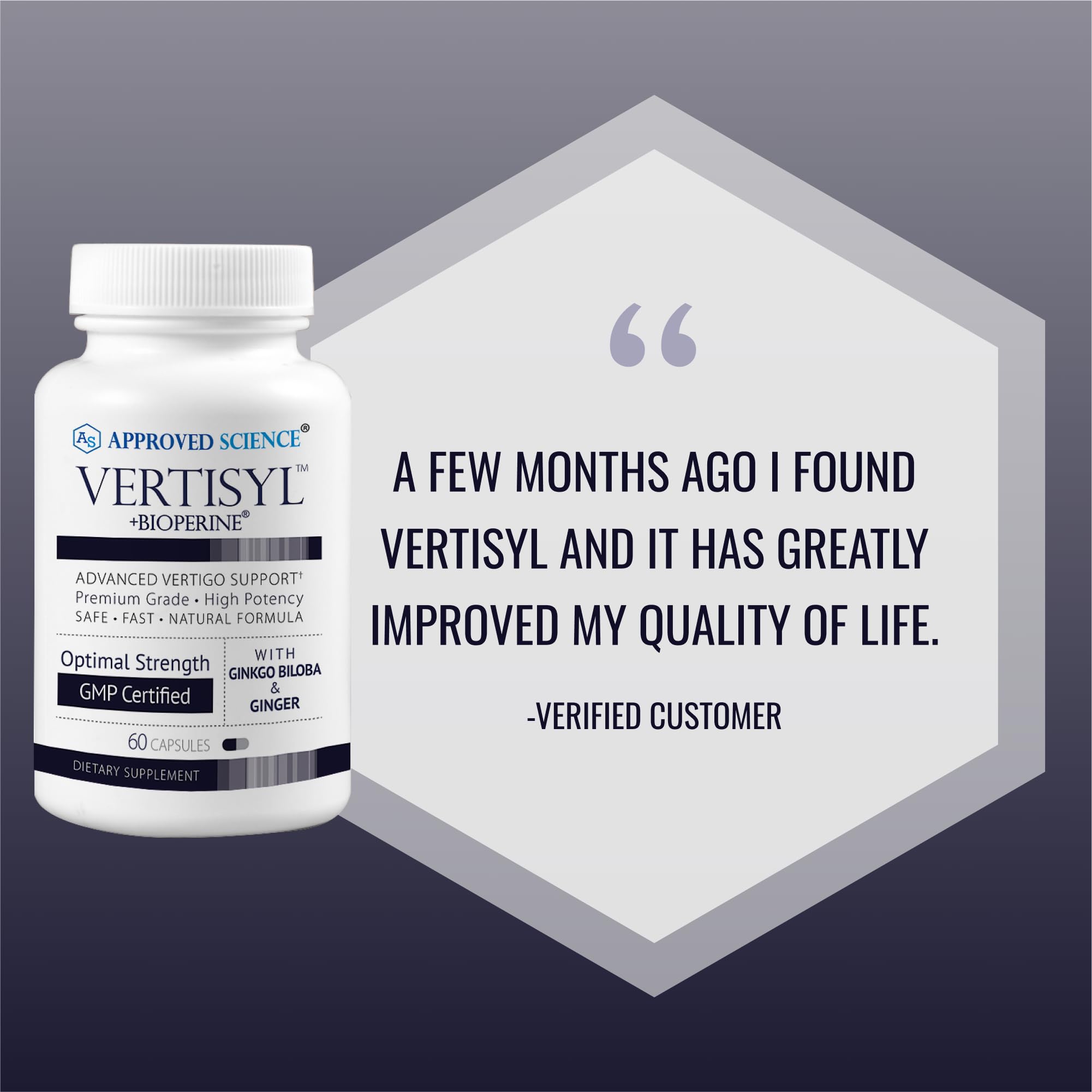 Approved Science VertiSyl - Ginkgo Biloba, Ginger, Vitamin D3, BioPerine - 60 Capsules - 1 Month Supply Approved ScienceAu supplements