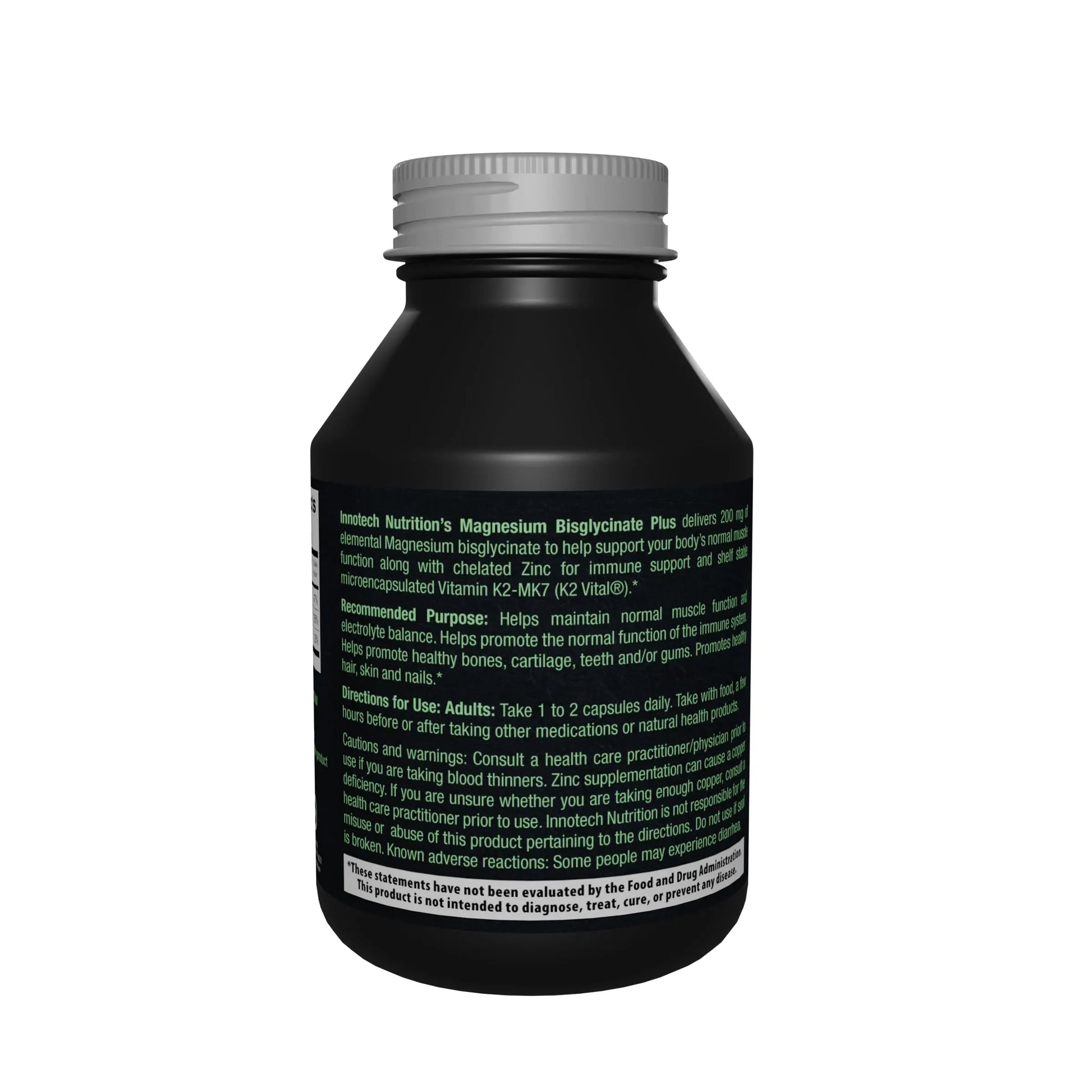 Innotech Nutrition Magnesium Plus Muscle Bone & Sleep Support Magnesium Bisglycinate Zinc & Vitamin K2 120 Vegan Capsules Innotech Nutrition Solutionsnz supplements
