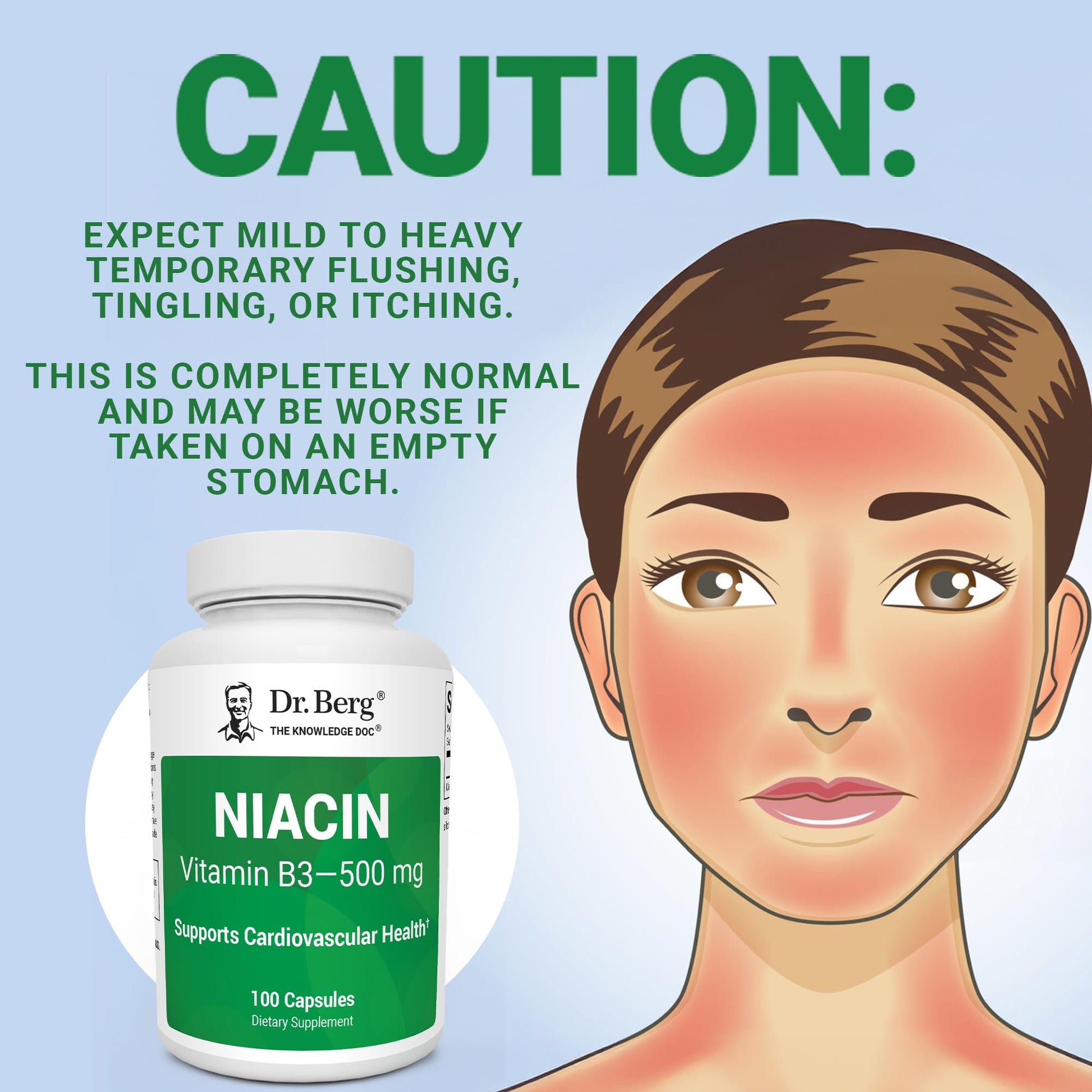 Dr. Berg Highly-Potent Niacin 500 mg – Now Only 125 mg per Capsule for Niacin Flush Tolerance Building – Gradually Increase to 500mg a Day – Vitamin B3 for Heart, Brain & Energy Support – 100 Capsules Dr. Berg NutritionalsAu supplements