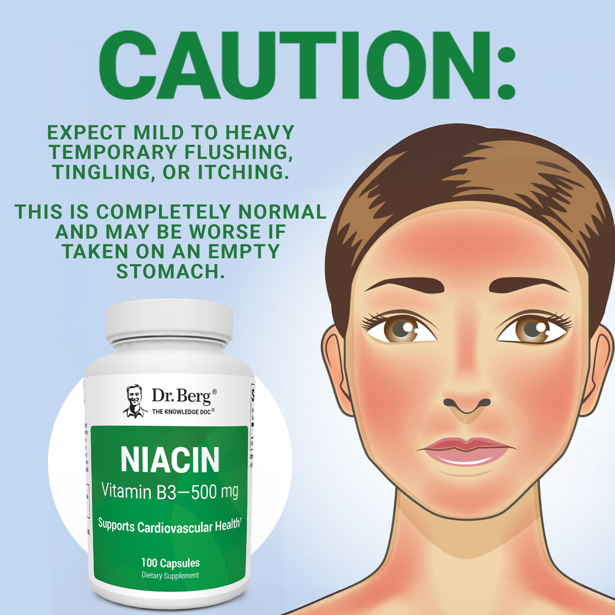 Dr. Berg Highly-Potent Niacin 500 mg – Now Only 125 mg per Capsule for Niacin Flush Tolerance Building – Gradually Increase to 500mg a Day – Vitamin B3 for Heart, Brain & Energy Support – 100 Capsules Dr. Berg NutritionalsAu supplements