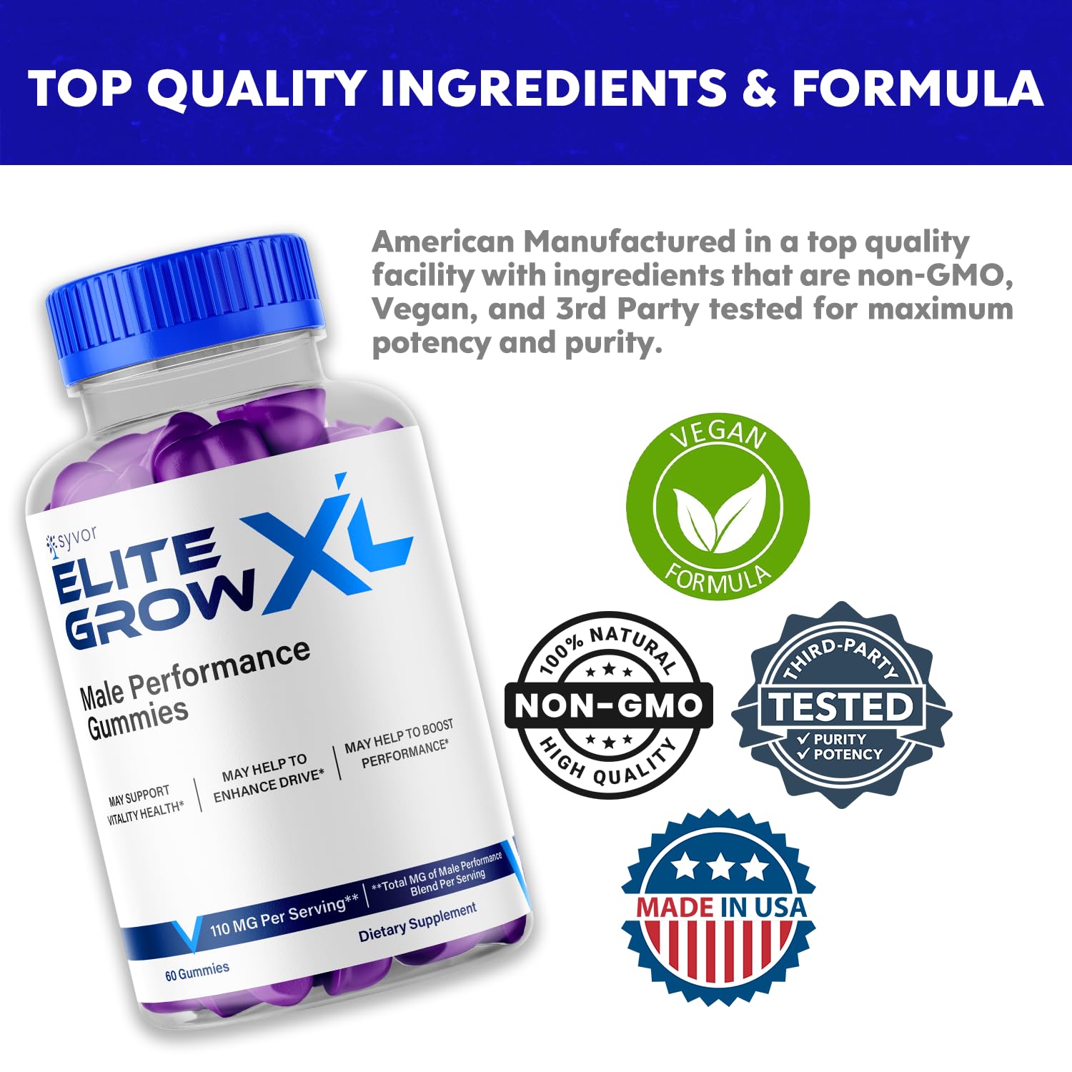 (2 Pack) Elite Grow XL Gummies, Elite GrowXL Maximum Strength Gummy Supplement, Elite Grow X L All Natural Advanced Formula Gummys Chewable Vitamin EliteGrow Delicious Once Daily Gummes (120 Gummies) SyvorAu supplements