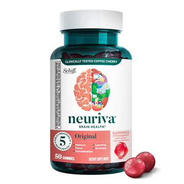NEURIVA Original Brain Supplement for Memory, Focus & Concentration + Learning & Accuracy with Clinically Tested Nootropics Phosphatidylserine and Neurofactor, Strawberry Flavor, 50 Gummies NEURIVAAu supplements