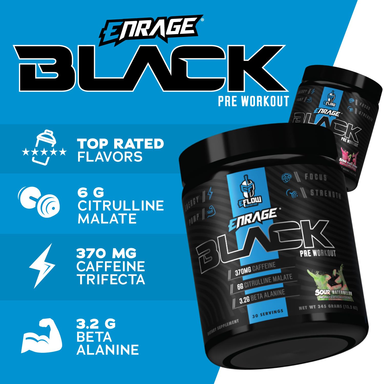 eFlow Nutrition Enrage Black High Stimulant Pre Workout Supplement - Preworkout Powder eFlow NutritionAu supplements