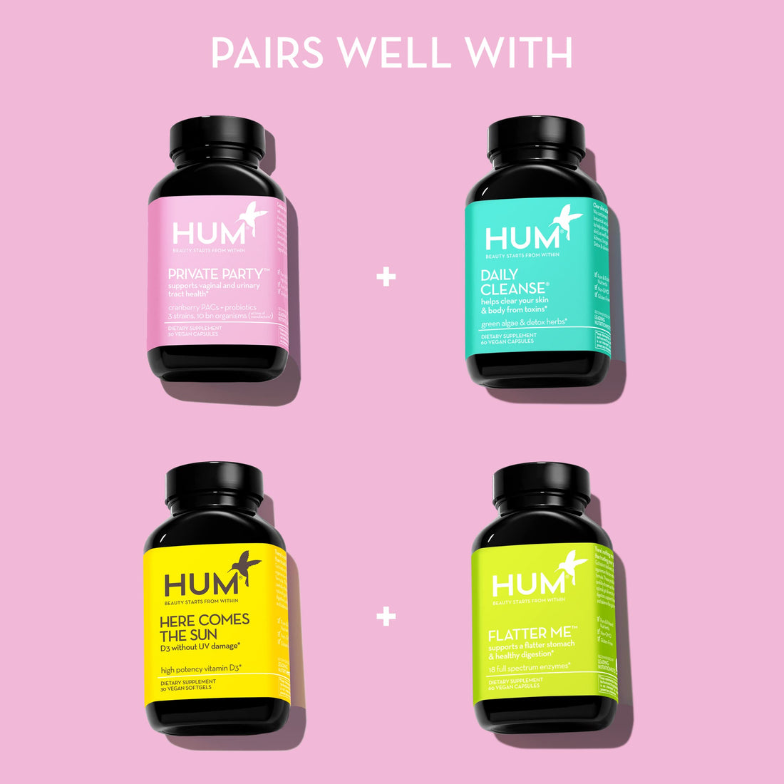 HUM Private Party Vaginal Probiotics for Women, pH Balance and Urinary Tract Support Vaginal Probiotic Supplement with Cranberry & Lactobacillus Blend, Women's Health Cranberry Pills, 90 Capsules HUMUS supplements