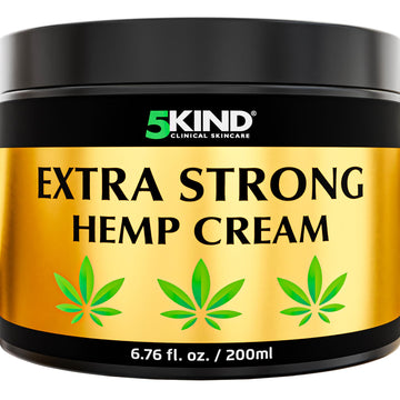 5kind Extra Strong Hemp Cream 6.76 fl oz - Maximum Strength - Natural Topical Cream - Muscle Rub for Lower Back, Joints, Neck, Knees, Shoulders 5kind clinical skincareAu supplements