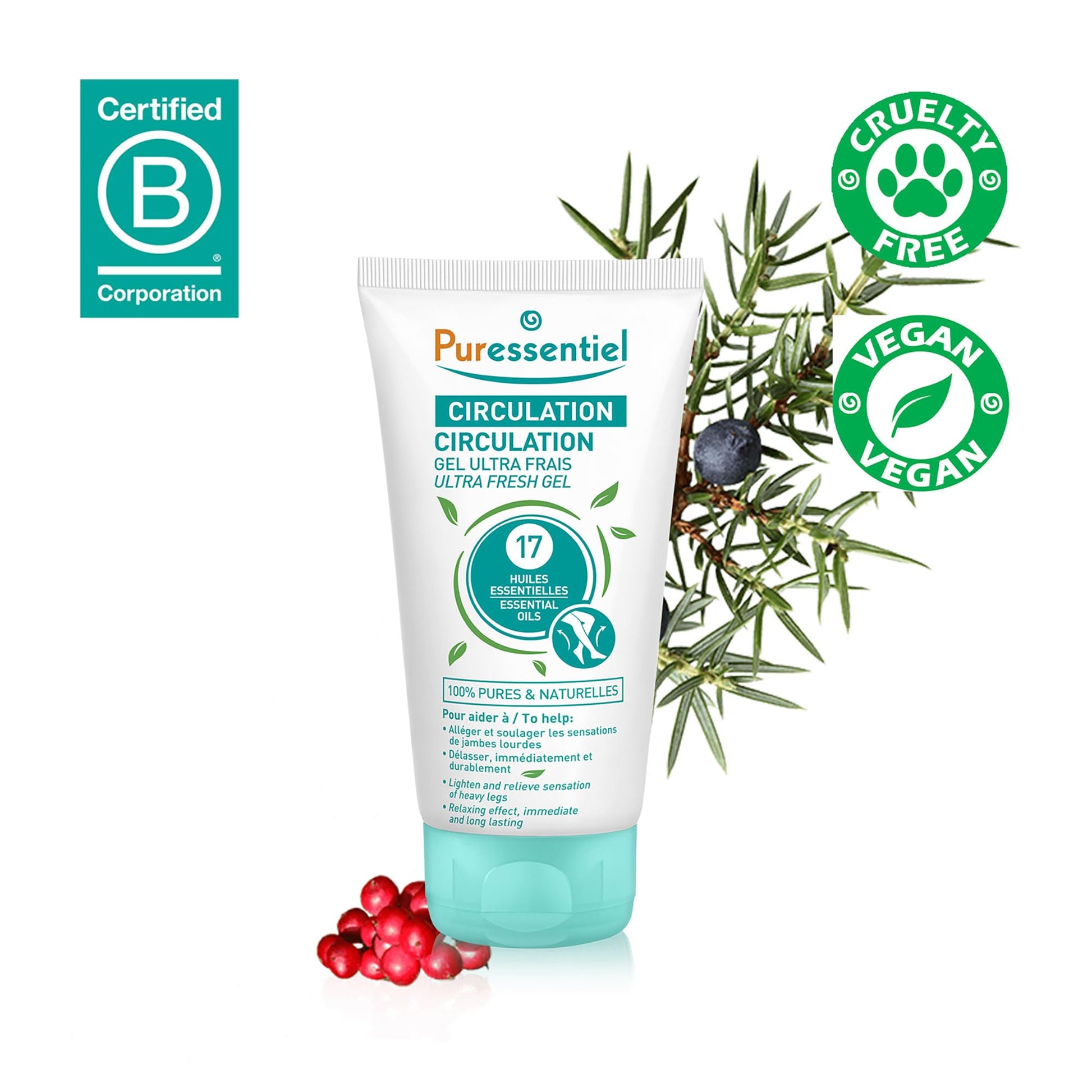 Puressentiel Soothing Gel for Tired Feet, Ankles, Legs - Aromatherapy Lotion with 17 Essential Oils for Body and Skin - Instant, Lasting Relief and Circulation - Natural and Alcohol Free - 4.22 oz PuressentielAu supplements