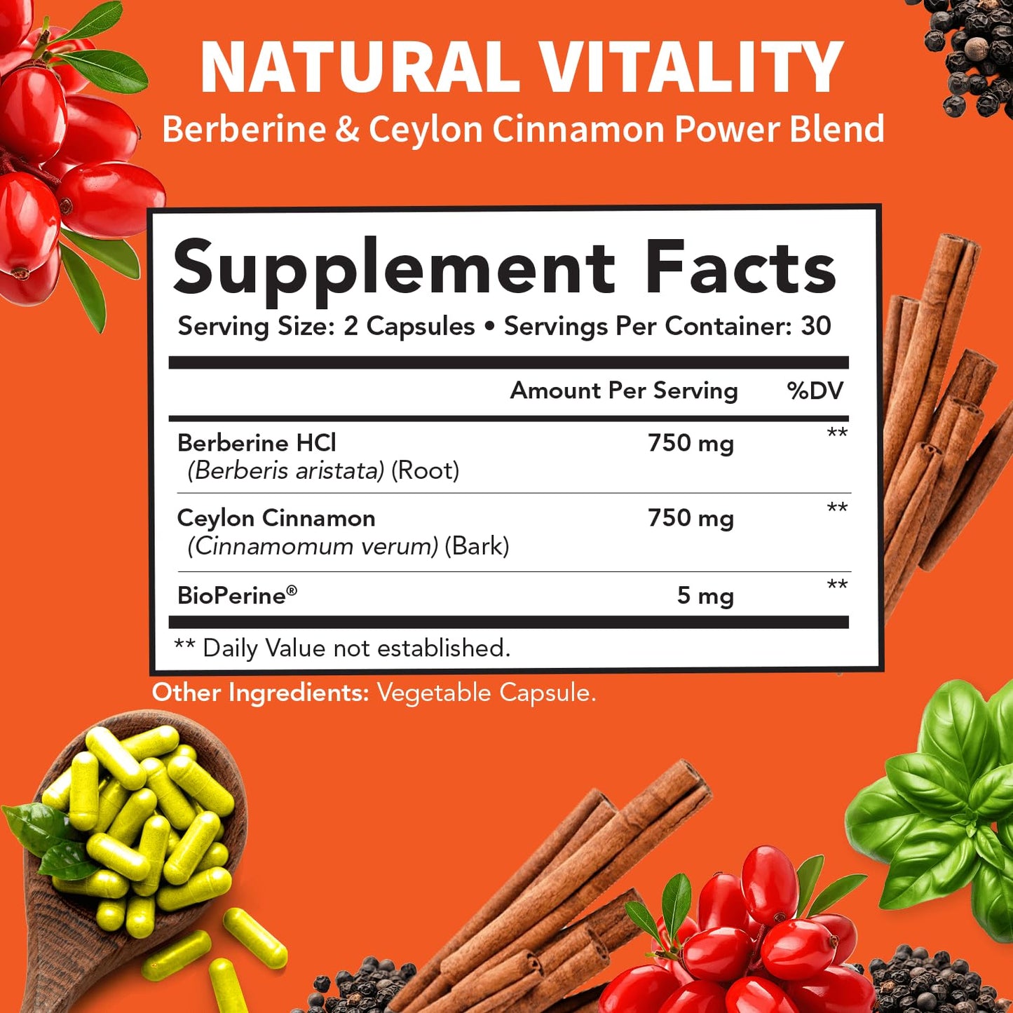 Clinical Grade Berberine Supplement 1500mg HCL Plus Ceylon Cinnamon Weight Managemen Clinical NutraUS supplements