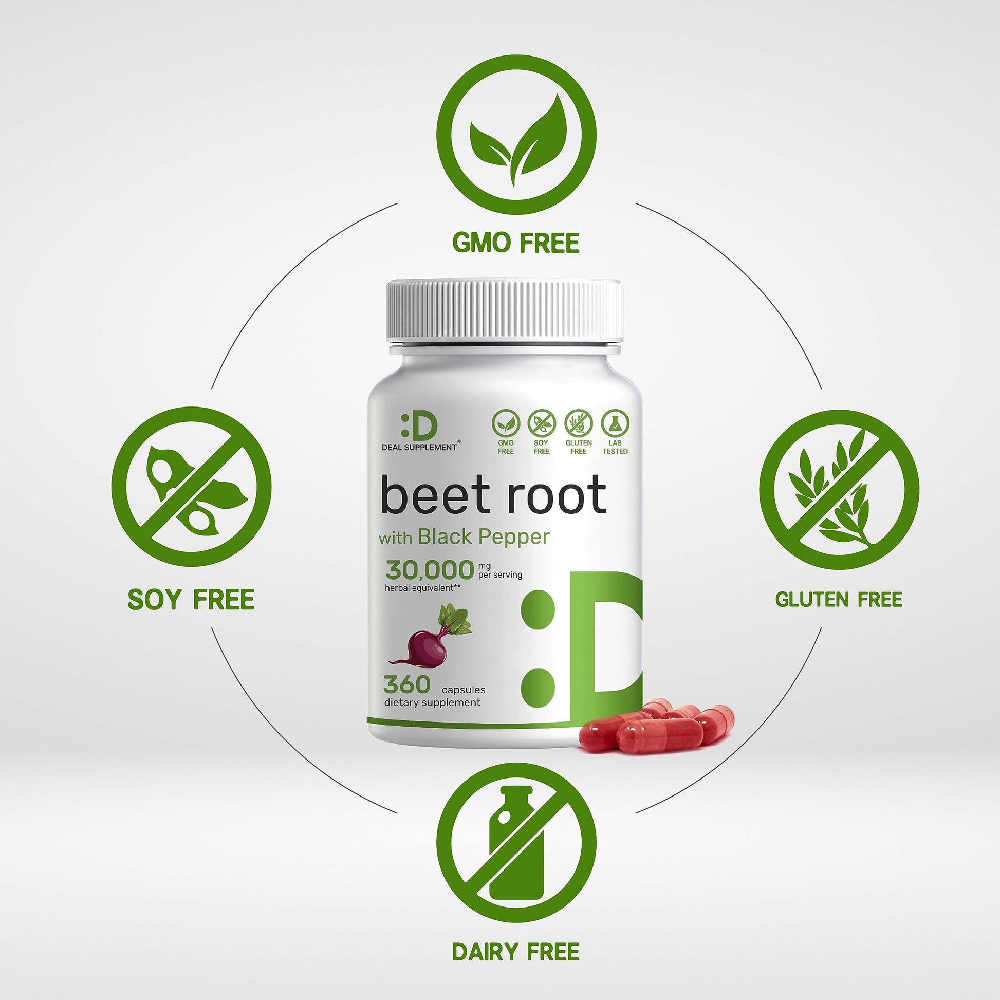Beet Root Capsules 30000mg Per Serving, 360 Count, with Black Pepper Extract – Enhanced DEAL SUPPLEMENTAu supplements