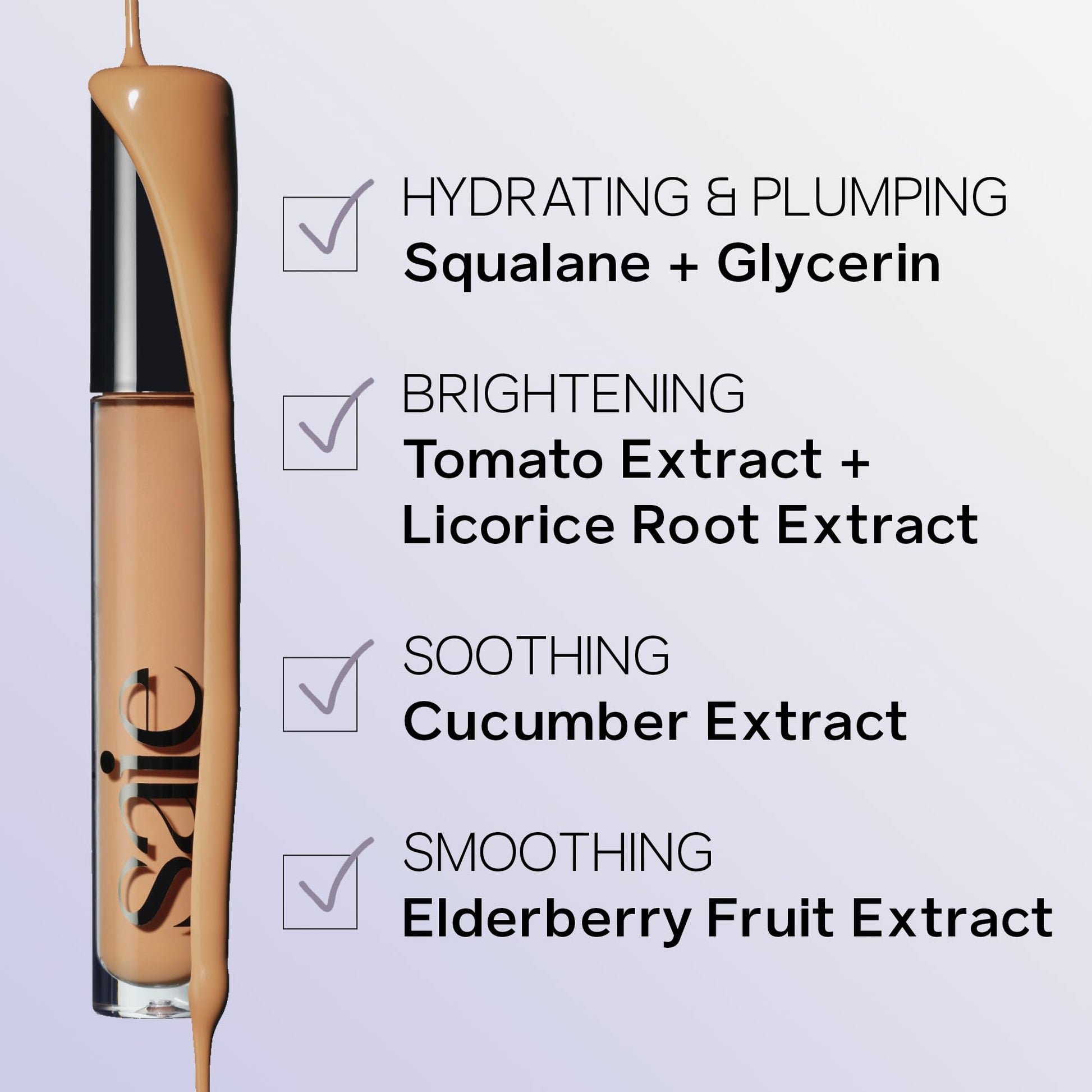 Saie Hydrabeam Under Eye Brightener - Sheer + Hydrating Concealer with Glycerin, Squalane + Cucumber Extract - Brightening Under Eye Concealer + Corrector for Even, Glowing Skin - Shade 6 (0.2 oz) SaieAu supplements