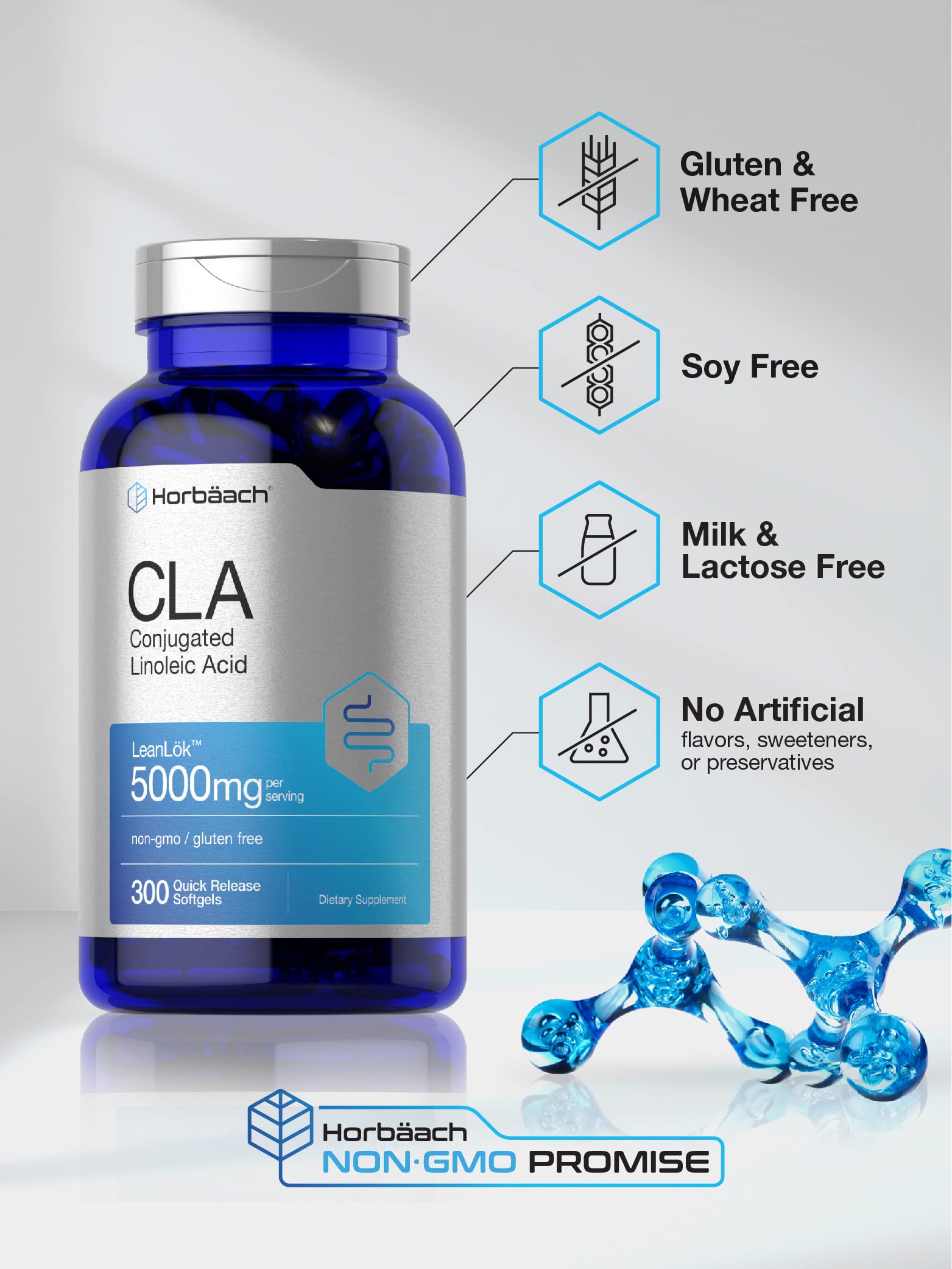 CLA Supplement | 300 Softgel Pills | Maximum Potency | Conjugated Lineolic Acid from HorbäachAu supplements