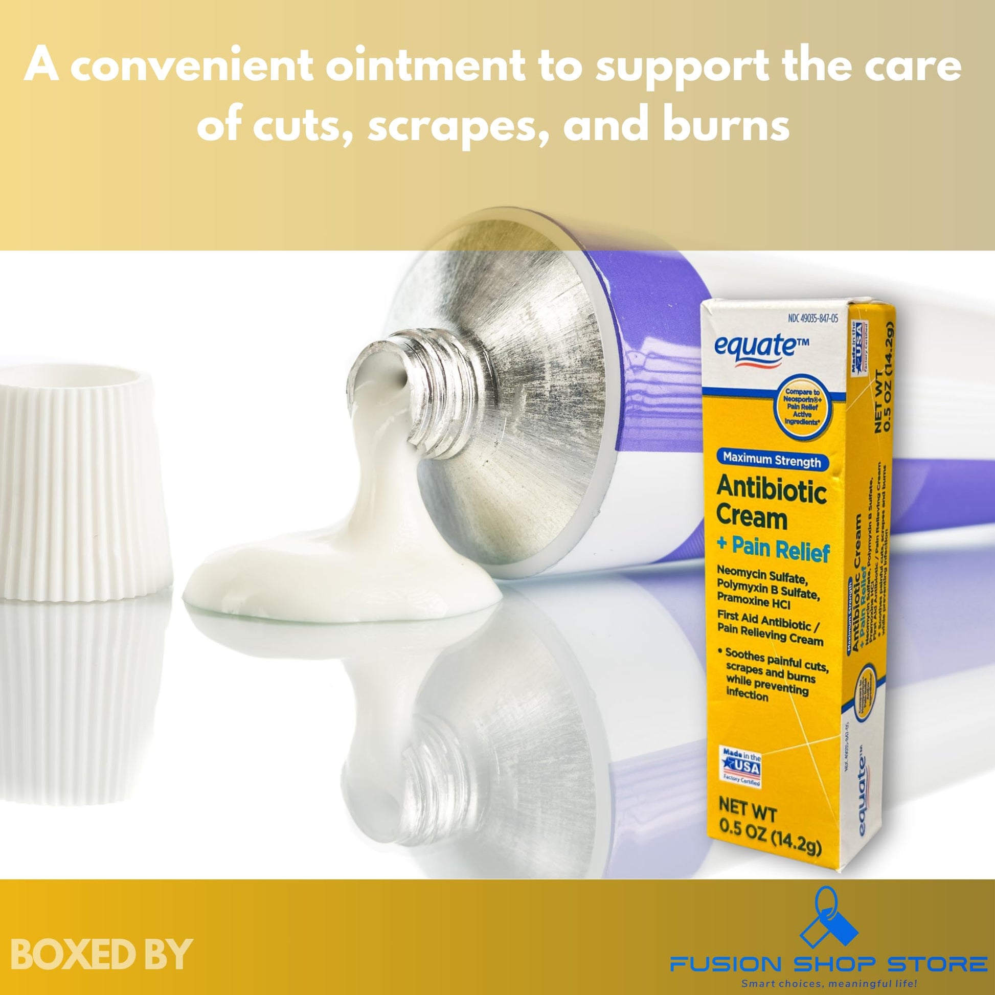 Triple Antibiotic Ointment- Maximum Strength with Topical Analgesic, 0.5 oz (Pack of 1), Boxed by Fusion Shop Store FUSION SHOP STORE Smart choices, meaningful life!Au supplements