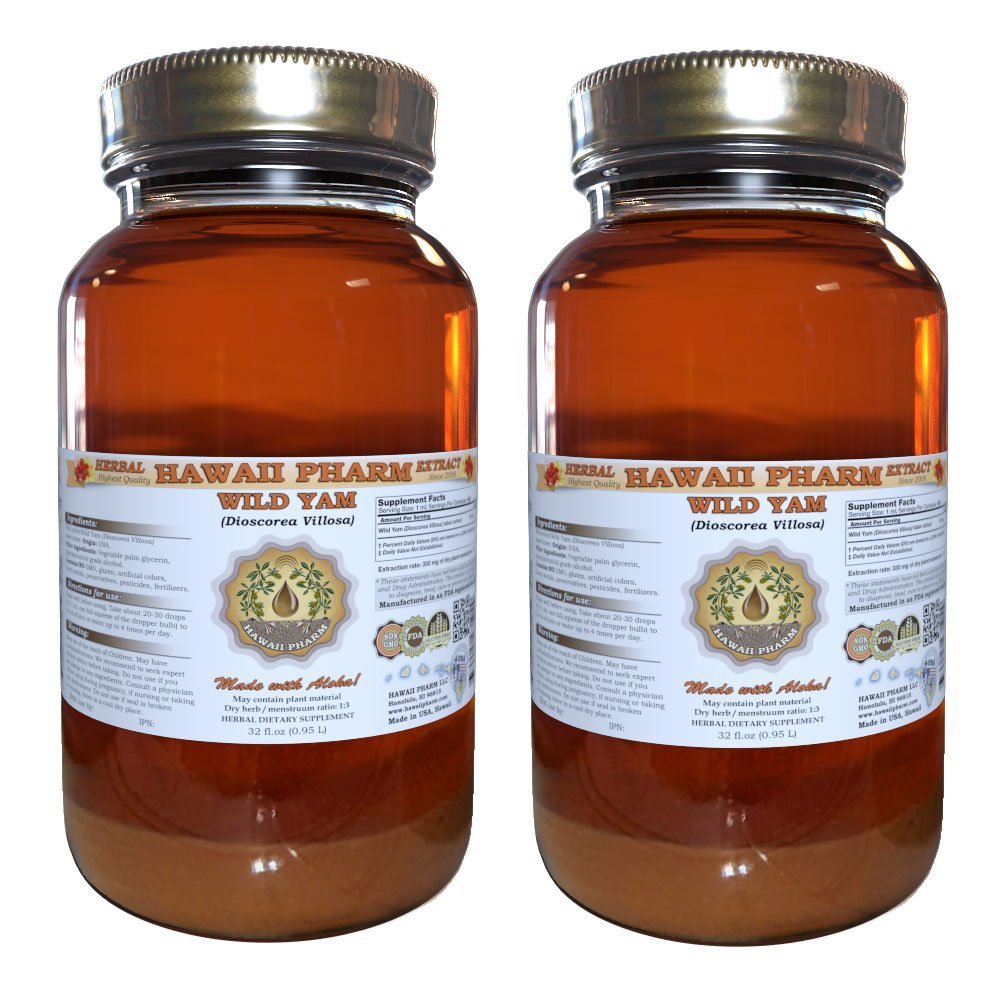 Wild Yam Liquid Extract, Wild Yam (Dioscorea Villosa) Tincture 2x32 oz HawaiiPharmAu supplements