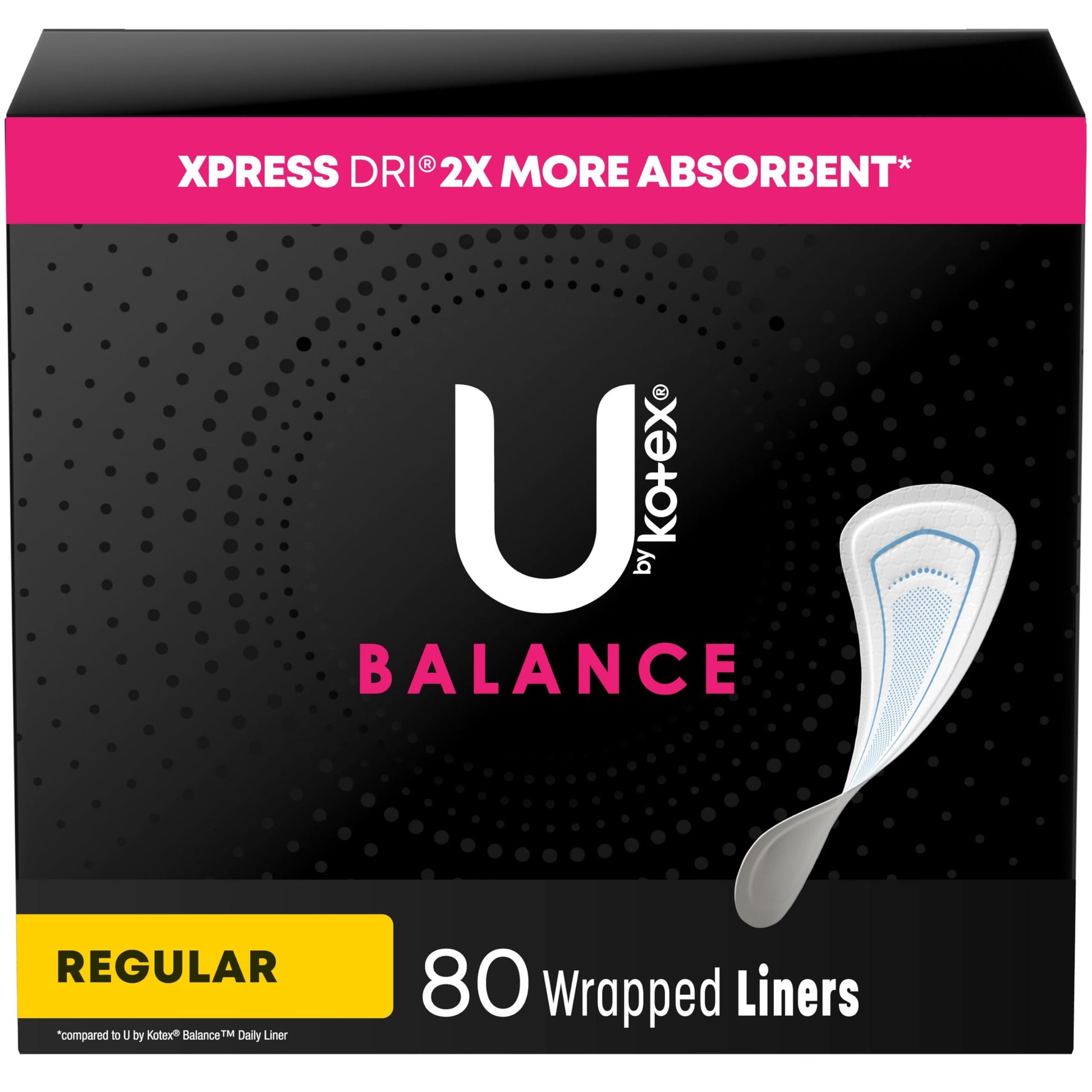U by Kotex Balance Wrapped Panty Liners, Regular Length, 80 Count (Packaging May Vary) U by KotexAu supplements