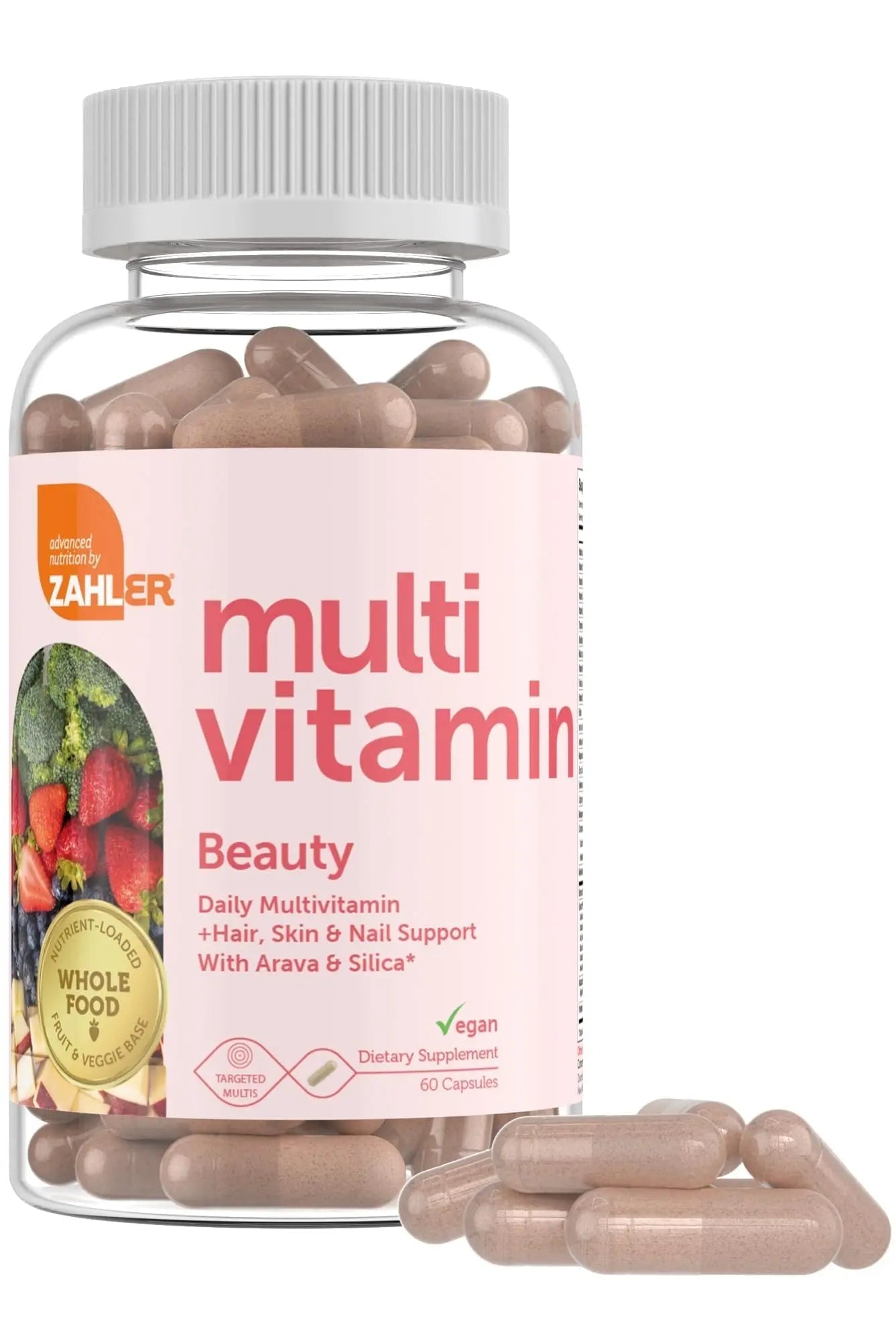 Zahler Multivitamin Beauty + Skin Hair and Nails Support, Multivitamin for Women and Men with Iron, Certified Kosher, 60 Capsules ZahlerAu supplements