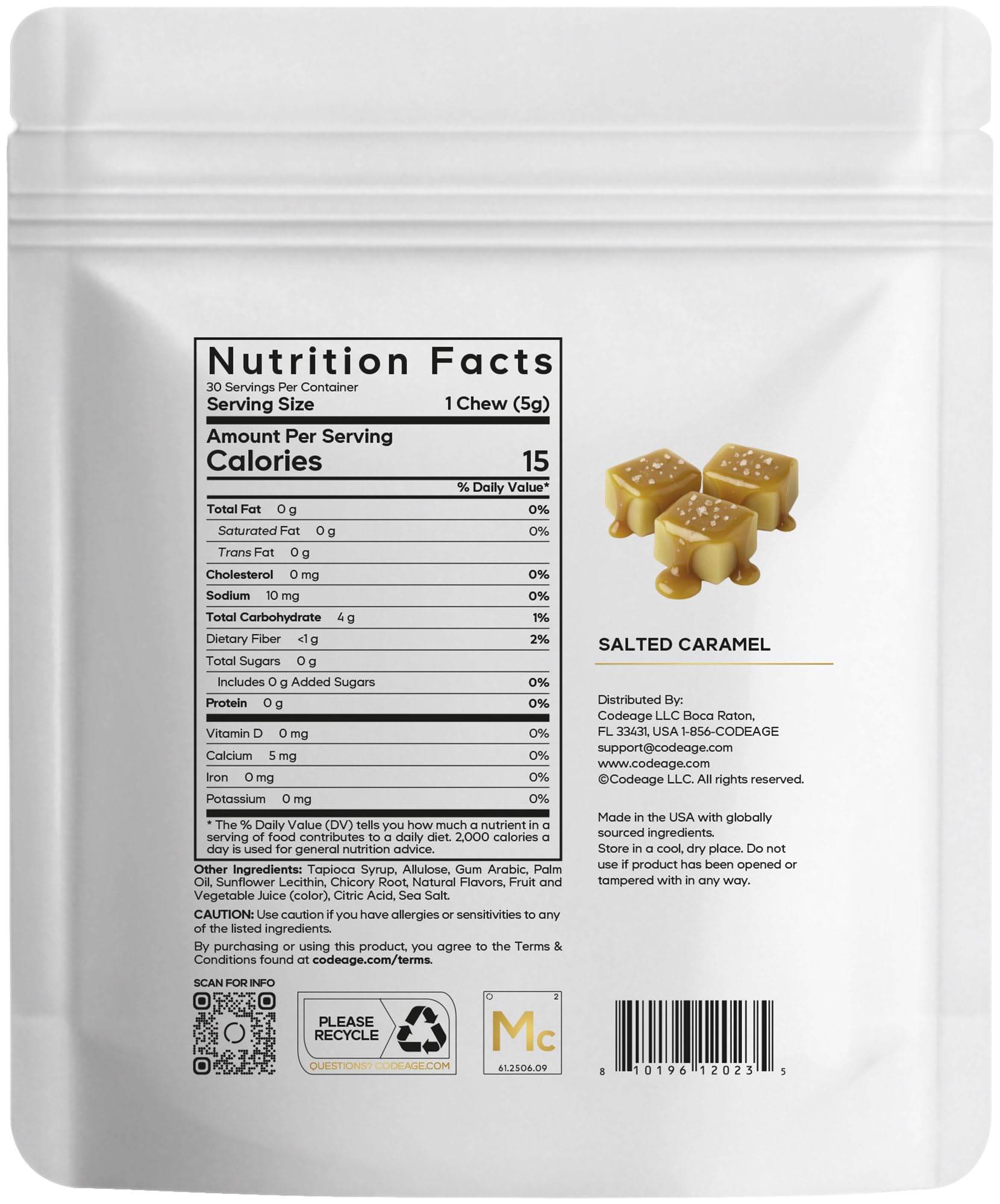 Codeage Miracle Candy Sugar-Free Candies, Salted Caramel Flavor Soft Chews – Allulose, Prebiotic Fiber – Low-Calorie Wonderchews – 0g Sugar Soft Chews - 30 Count CodeageAu supplements