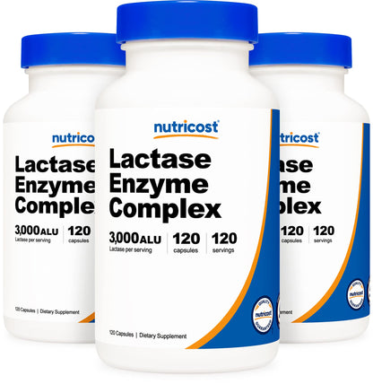 Nutricost Lactase Enzyme Complex 3,000 FCC ALU, 120 Veggie Capsules - Non-GMO NutricostUS supplements