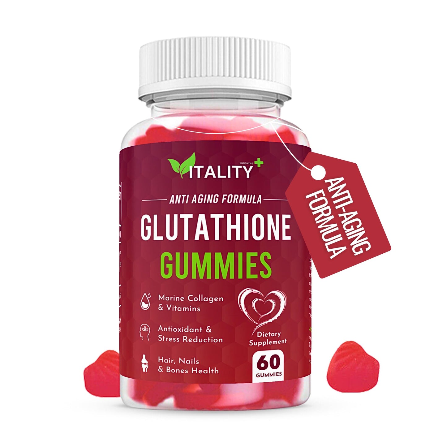 2 Pack Glutathione Gummies | with Marine Collagen | 1050mg per Serving | Antioxidant Support SunshyneUS supplements