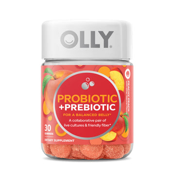 OLLY Probiotic + Prebiotic Gummy, Digestive Support and Gut Health, 500 Million CFUs, Fiber, Adult Chewable Supplement for Men and Women, Peach, 30 Day Supply - 30 Count OLLYAu supplements