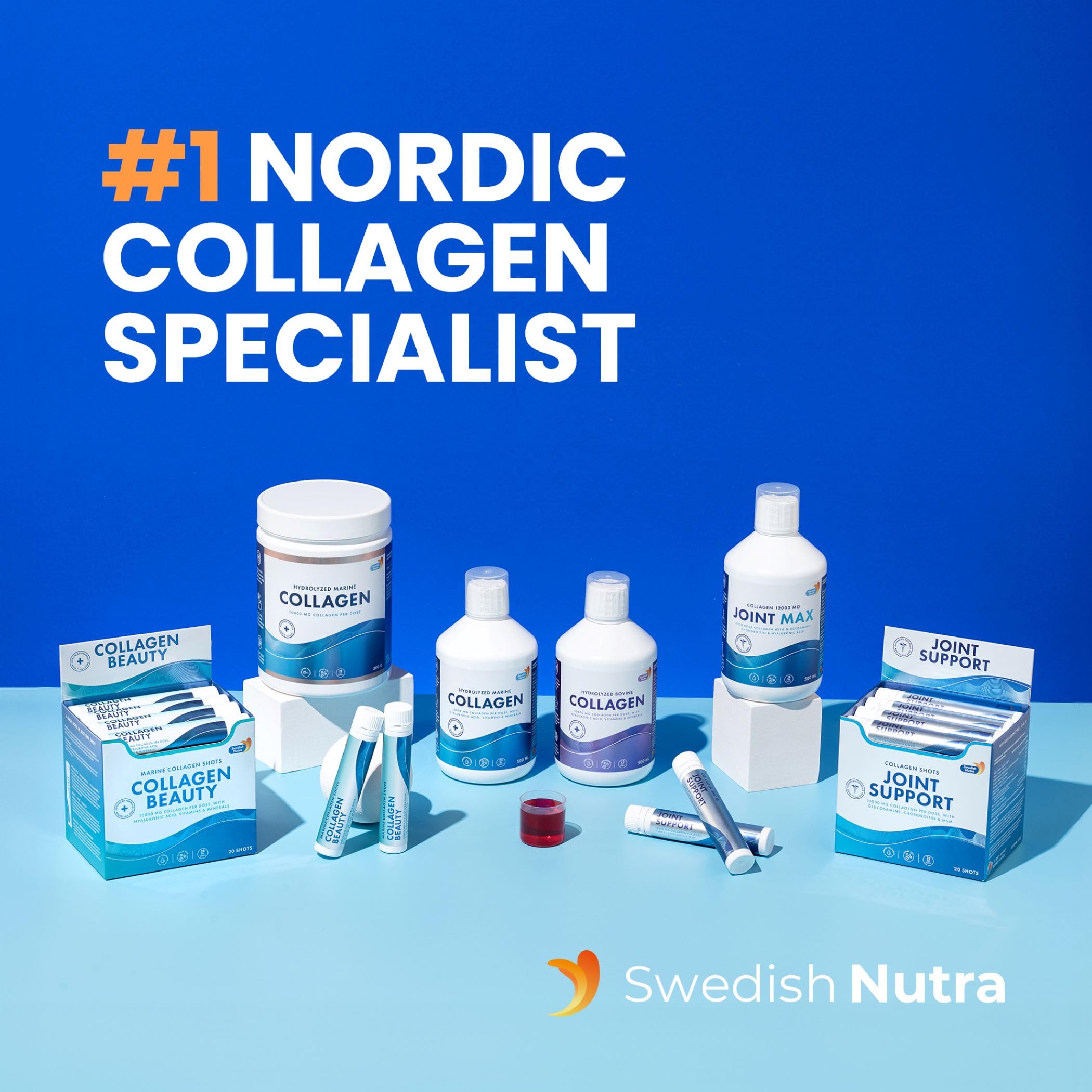 Swedish Nutra 10,000 mg Hydrolyzed Marine Collagen Liquid Supplement - 500 ml, 20 Day Supply | Hyaluronic Acid, Biotin & Vitamin C for Healthy Hair, Skin, Nails & Joints | For Men & Women | Sugar-Free Swedish NutraAu supplements
