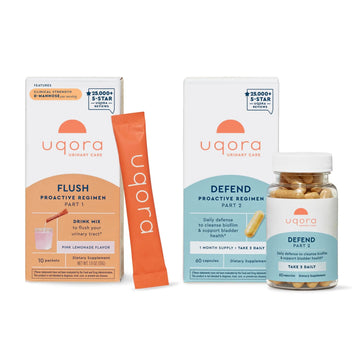 Uqora Flush (Pink Lemonade, 10 Packets) & Defend (60 Capsules) Bundle - Support Urinary Tract* with D-Mannose, Vitamin C & More - Support Bladder Health & Cleanse Biofilm* with D-Mannose & More UqoraAu supplements