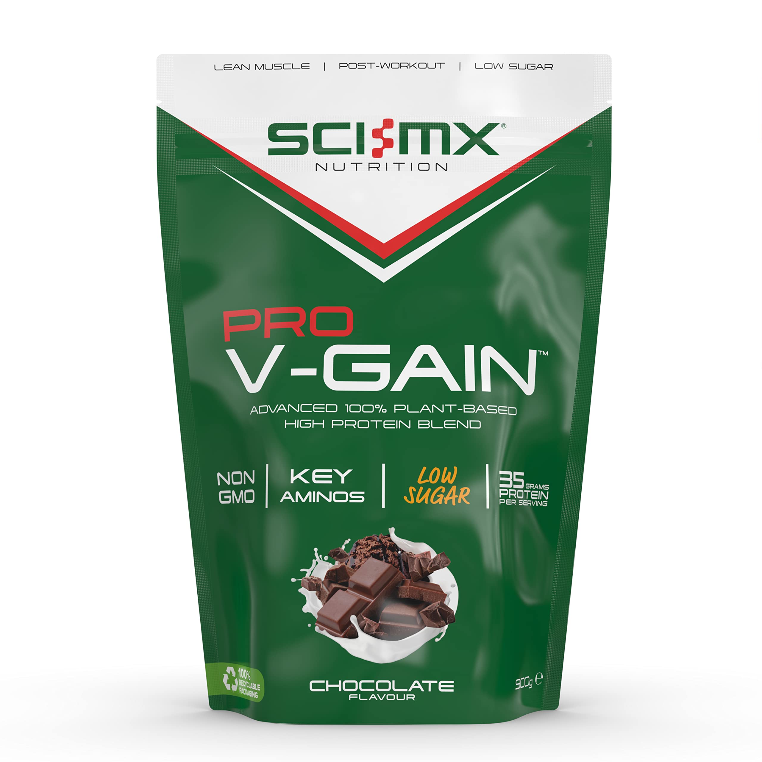SCI-MX Pro V Gain 100% Plant Based Vegan Protein Formula With No Added Sugar - Chocolate Flavour - 900g - 20 SERVINGS SCI-MXAu supplements