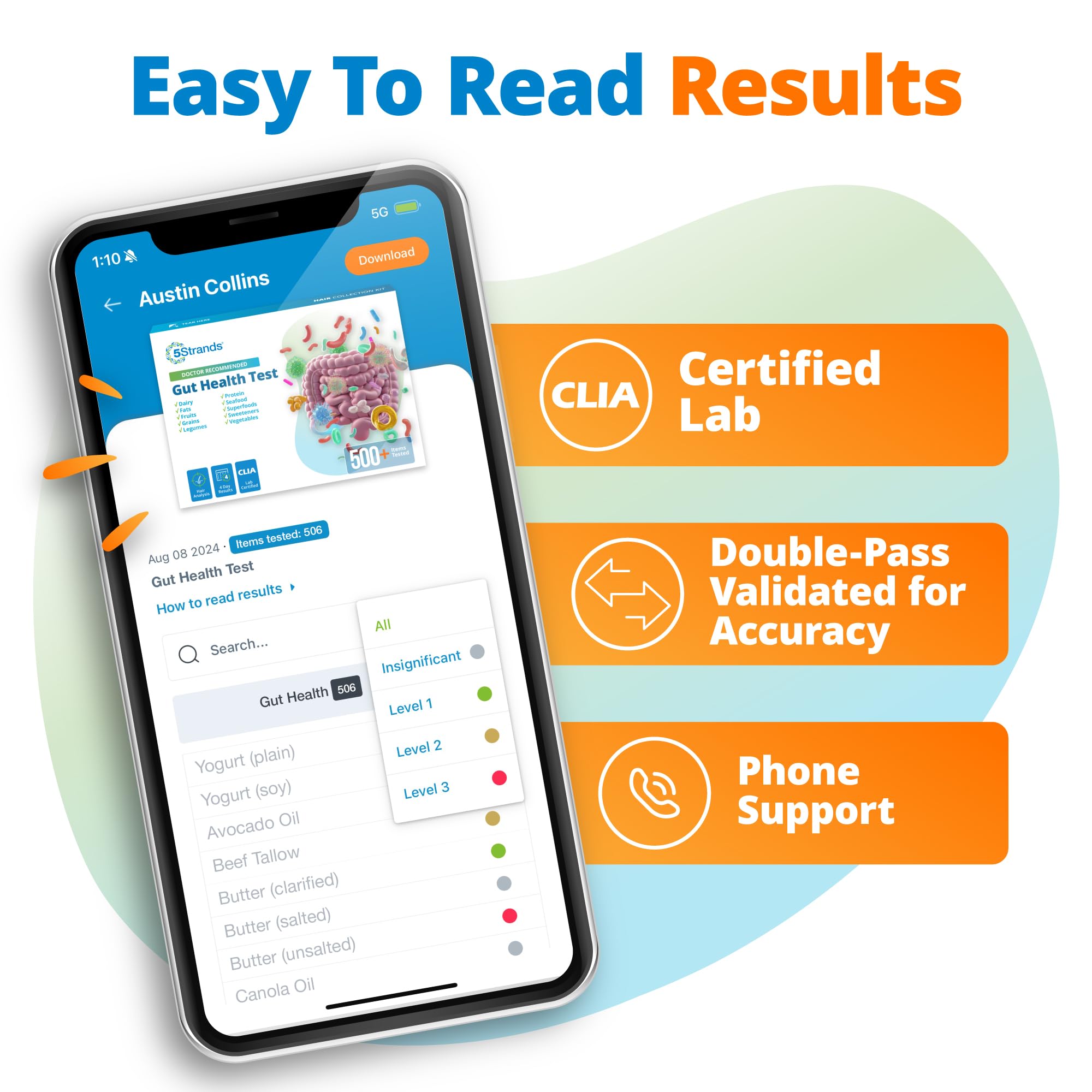 5Strands Gut Health Test for Adults & Kids, 500+ Items Tested, At-Home Hair Sample Screening for Food Intolerances Linked to Digestive Issues, Skin Irritation, Brain Fog & Headaches, Results in 4 Days 5StrandsAu supplements