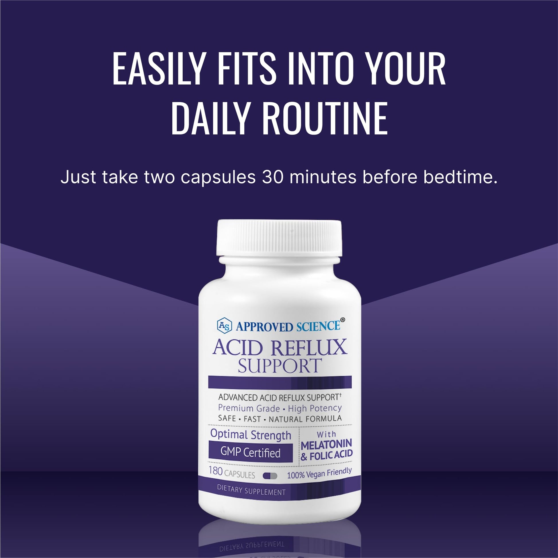 Approved Science® Acid Reflux Support - with Melatonin, Marshmallow Root, L-Taurine -180 Capsules - Vegan Approved ScienceAu supplements