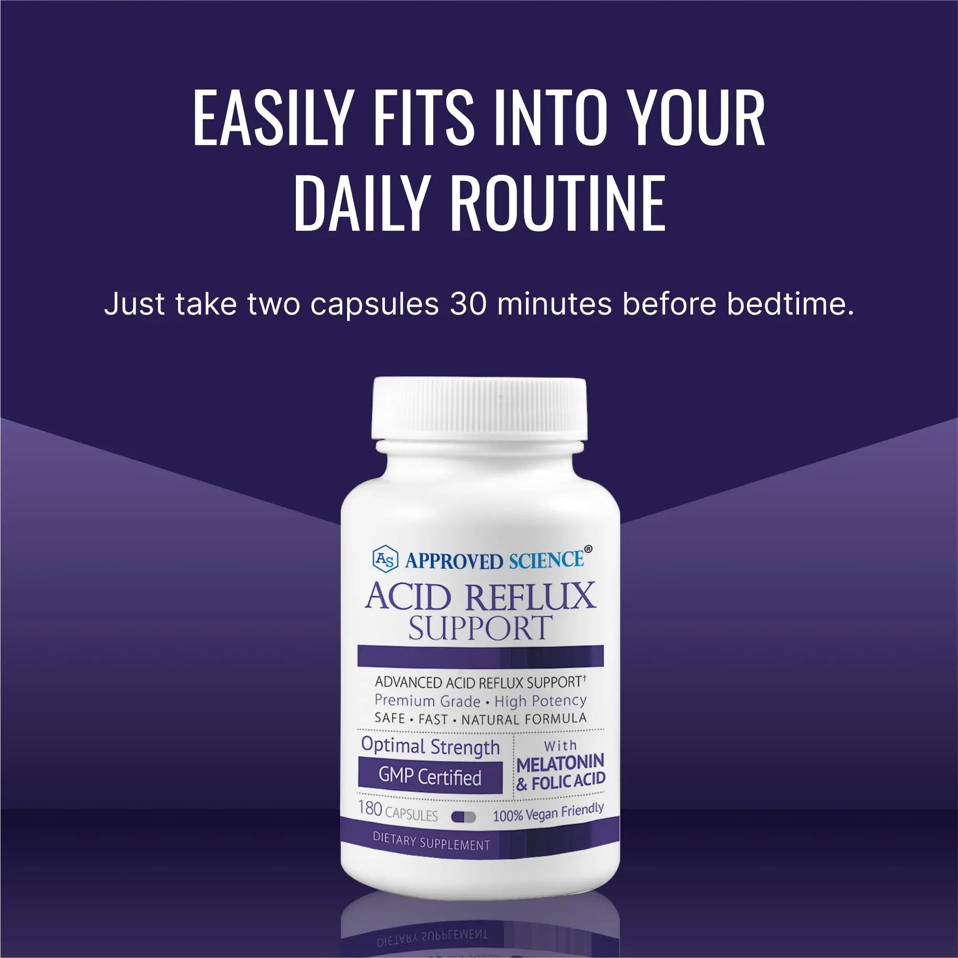 Approved Science® Acid Reflux Support - with Melatonin, Marshmallow Root, L-Taurine -180 Capsules - Vegan Approved Sciencenz supplements