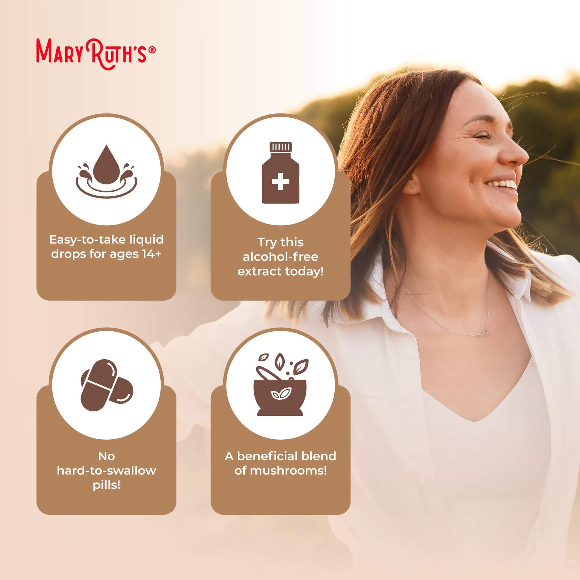 MaryRuth's Mushroom Complex | Lion's Mane | Turkey Tail | Reishi Mushroom | Shiitake Mushrooms | Alcohol Free | Mushroom Blend | Organic | Non-GMO | Vegan | 30 Servings MARYRUTH'SUS supplements