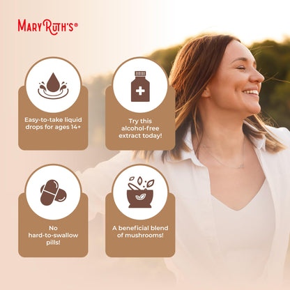 MaryRuth's Mushroom Complex | Lion's Mane | Turkey Tail | Reishi Mushroom | Shiitake Mushrooms | Alcohol Free | Mushroom Blend | Organic | Non-GMO | Vegan | 30 Servings MARYRUTH'SUS supplements