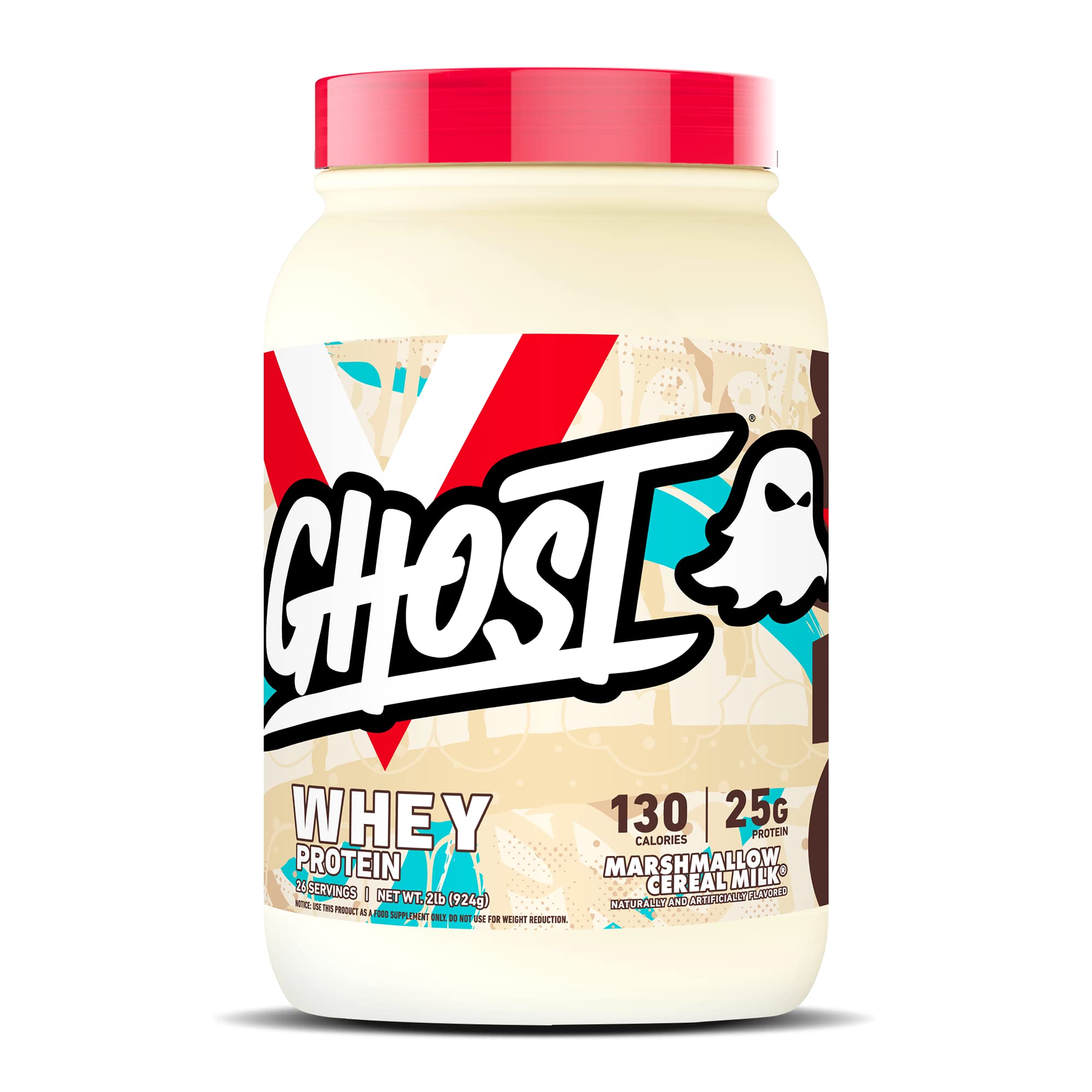 GHOST Whey Protein Powder, Marshmallow Cereal Milk - 2LB Tub, 25G of Protein GHOSTUS supplements