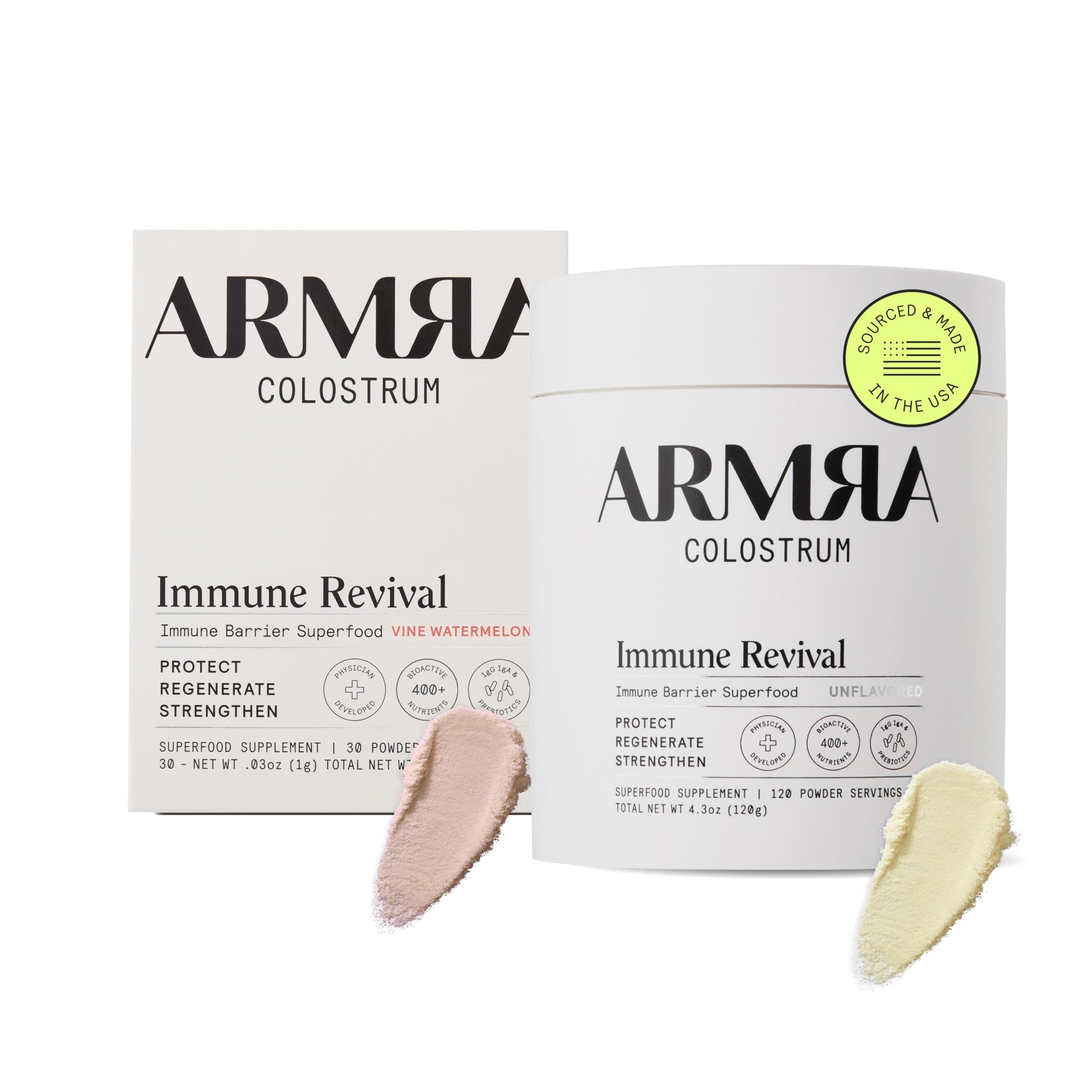 ARMRA Colostrum™ Premium Powder, Grass Fed, Gut Health Bloating Immunity Skin & Hair, Contains 400+ Bioactive Nutrients, Keto, Gluten & Fat Free (Vine Watermelon, Unflavored Bundle | 150 Servings) ARMRAUS supplements