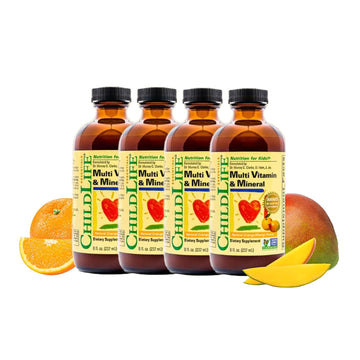 CHILDLIFE ESSENTIALS Kids Multivitamin & Mineral - Kids Vitamins, Liquid Multivitamin for Kids, Toddler Multivitamins, Liquid Vitamins, Baby Multivitamin - Natural Orange & Mango, 8 Fl Oz (Pack of 4) CHILDLIFE ESSENTIALSAu supplements