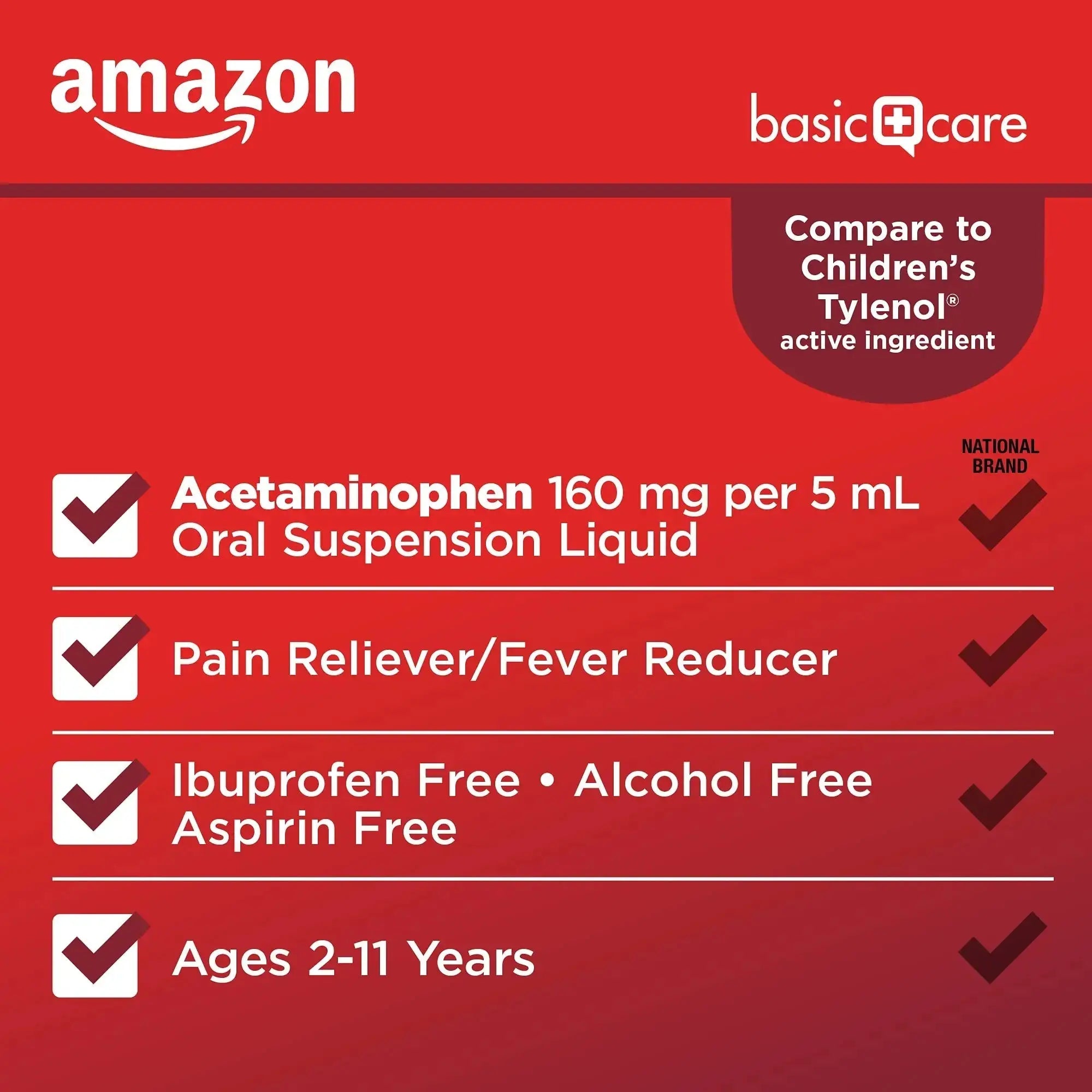 Amazon Basic Care Children's Pain Reliever and Fever Reducer, Acetaminophen 160 mg per 5 ml, Bubblegum Flavor, for Headache and Sore Throat, Ages 2-11 Years, 4 fl oz Amazon Basic CareAu supplements