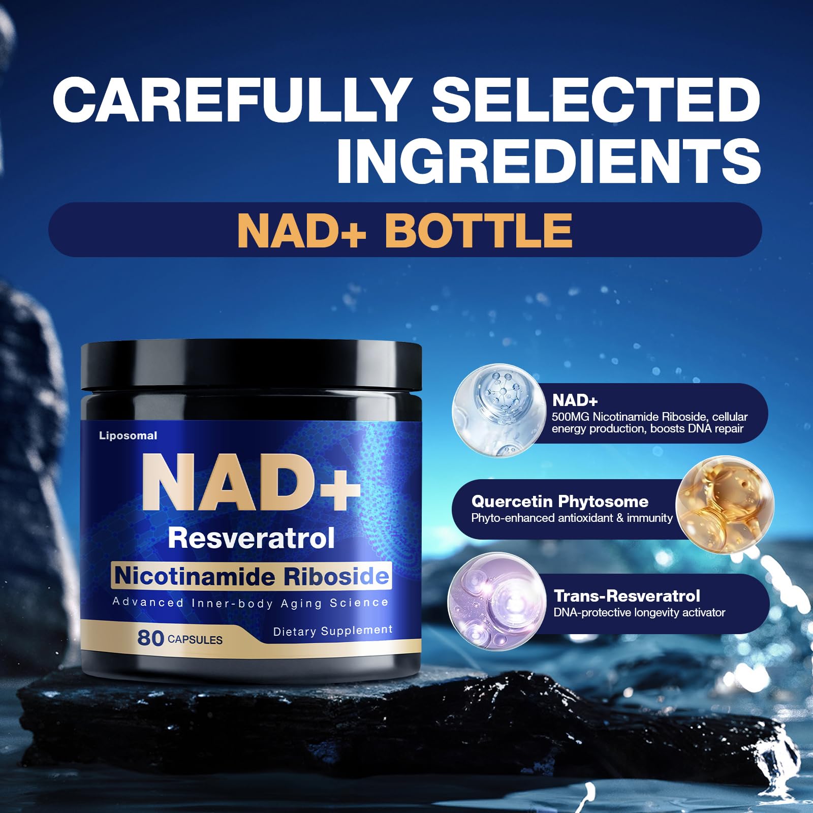NLMUBR LUCKSIT NAD Supplement - NAD Nicotinamide Riboside Resveratrol 900mg, Liposomal NAD Supplements for Women and Men, Supports Cellular Energy, Anti-Aging, Brain & Muscle NLMUBR LUCKSITAu supplements