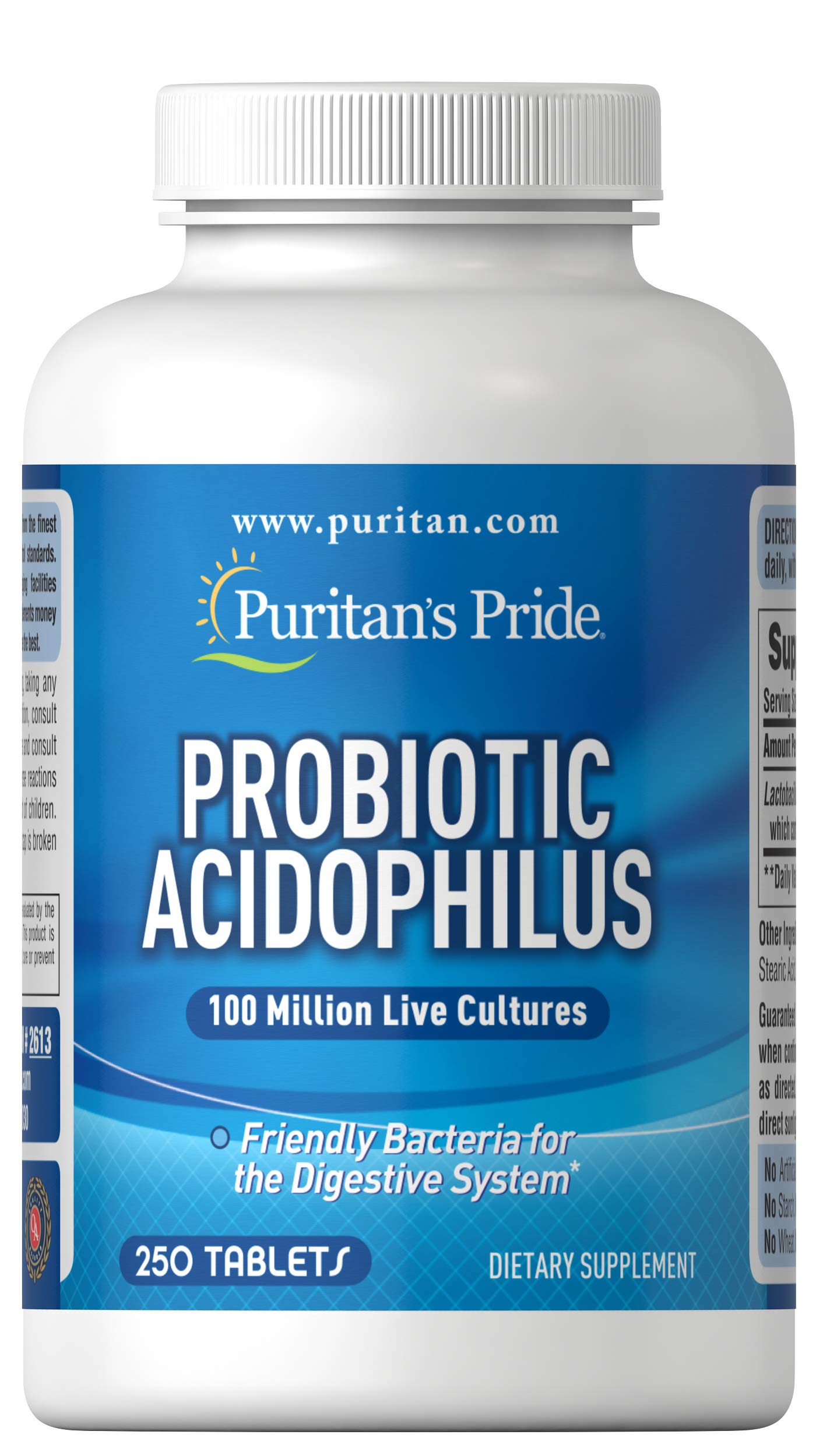 Puritan's Pride Probiotic Supplement, Acidophilus, Capsule, 250 Count(Pack of 1) Puritan's PrideUS supplements