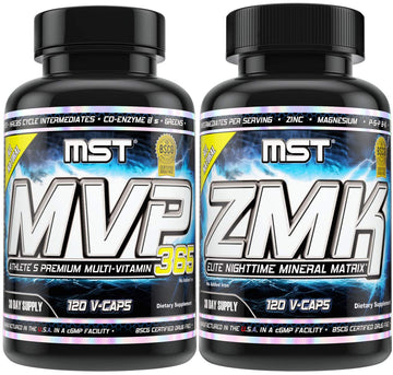 MST Foundation Stack, ZMK Nighttime Multi-Mineral, 120 V-Caps and MVP-365 Premium Multiple Vitamin, 1000iu Vitamin D3, 120 V-Caps, BSCG Certified Drug Free Millennium Sport Technologies MSTAu supplements