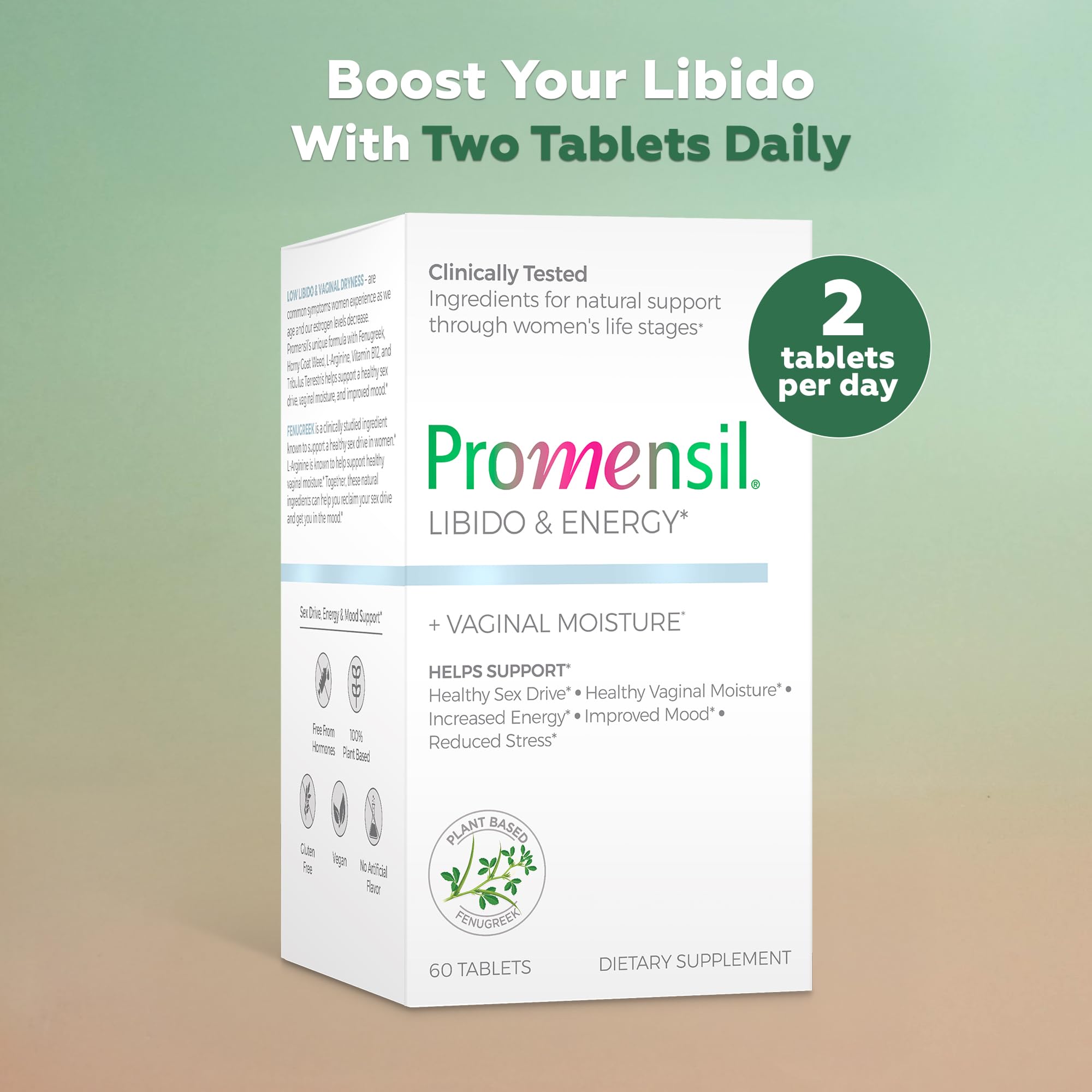 Promensil Libido & Energy - Libido Booster for Women, Sexual Health Support for Women with Low Estrogen, Fenugreek, Horny Goat Weed & Vitamins for Menopause, Clinically Proven - 30 Day Supply PromensilAu supplements