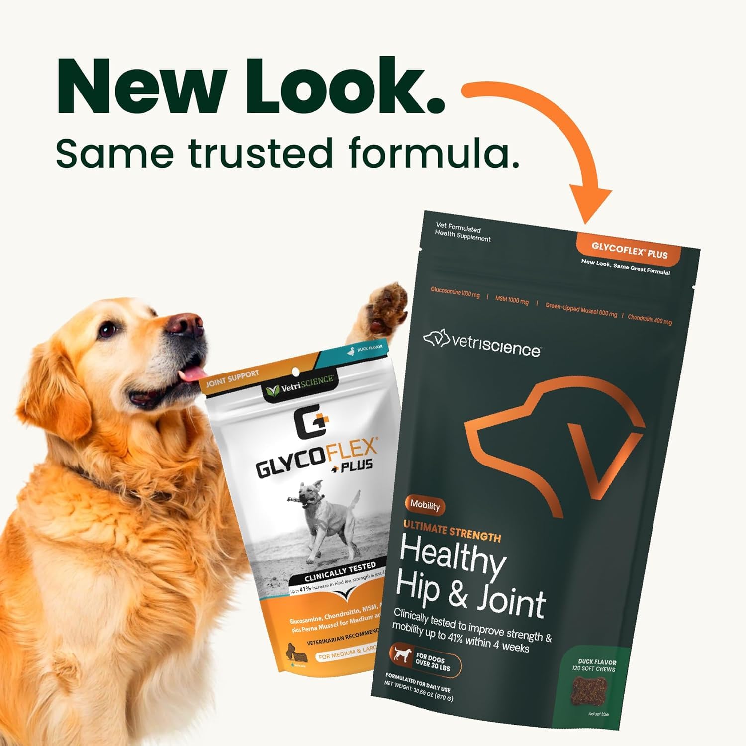 VetriScience Ultimate Strength Healthy Hip & Joint Chews, GlycoFlex Glucosamine, Chondroitin and Green-Lipped Mussel Joint Support Supplement for Dogs, Soothe Joint Discomfort, Duck, 120 Count VETRISCIENCEAu supplements