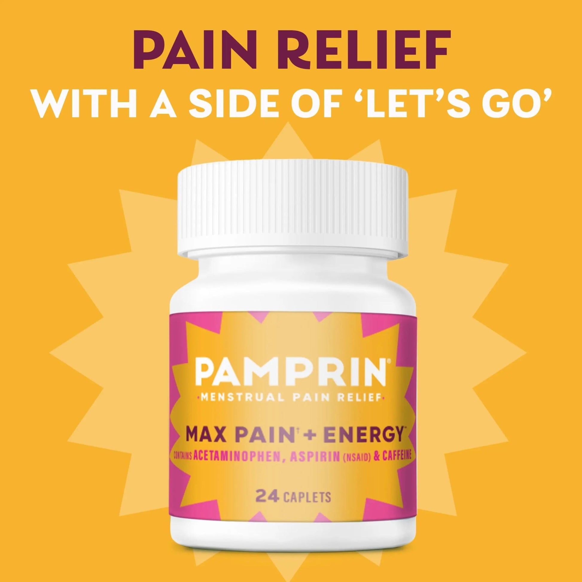 Pamprin Maximum Strength Max Pain and Energy Formula, Menstrual Period Symptoms Relief for Cramps, Bloating and Fatigue, 24 Caplets PamprinAu supplements