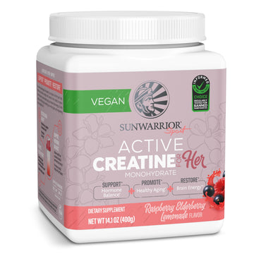 Sunwarrior Creatine for Women Monohydrate Powder Micronized Pre Workout Recovery Supplement Support Muscle Building Strength Training Cognition | Vegan and Easily Mixes 50 Servings, Raspberry Lemonade SunwarriorAu supplements