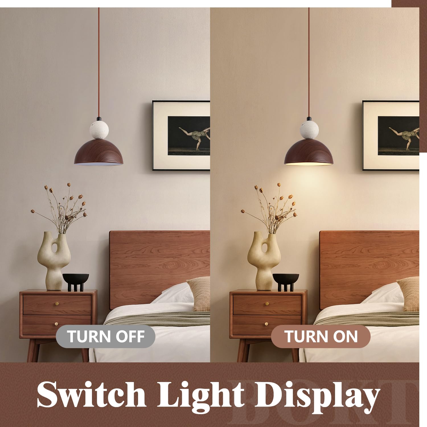 BOKT Wabi Sabi Pendant Light Nordic LED Ceiling Hanging Light Modern Natural Stone Pendant Light Adjustable Dimmable Walnut Mini Chandelier for Dining Room Living Room BOKTAu supplements