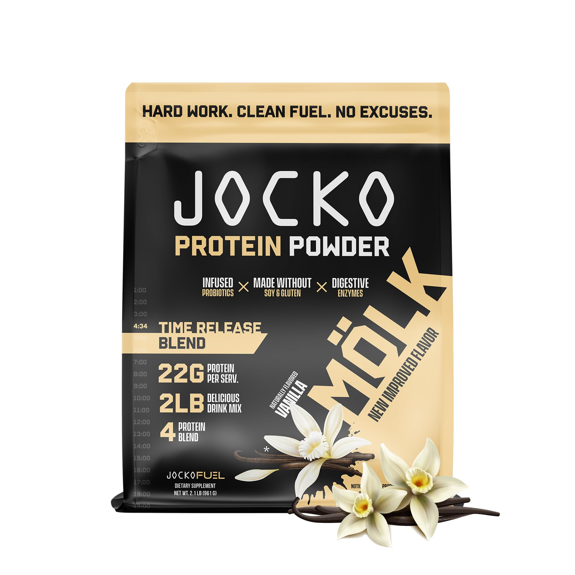 Jocko Mölk Whey Protein Powder (Vanilla) - Keto, Probiotics, Grass Fed, Digestive Enzymes Jocko FuelUS supplements
