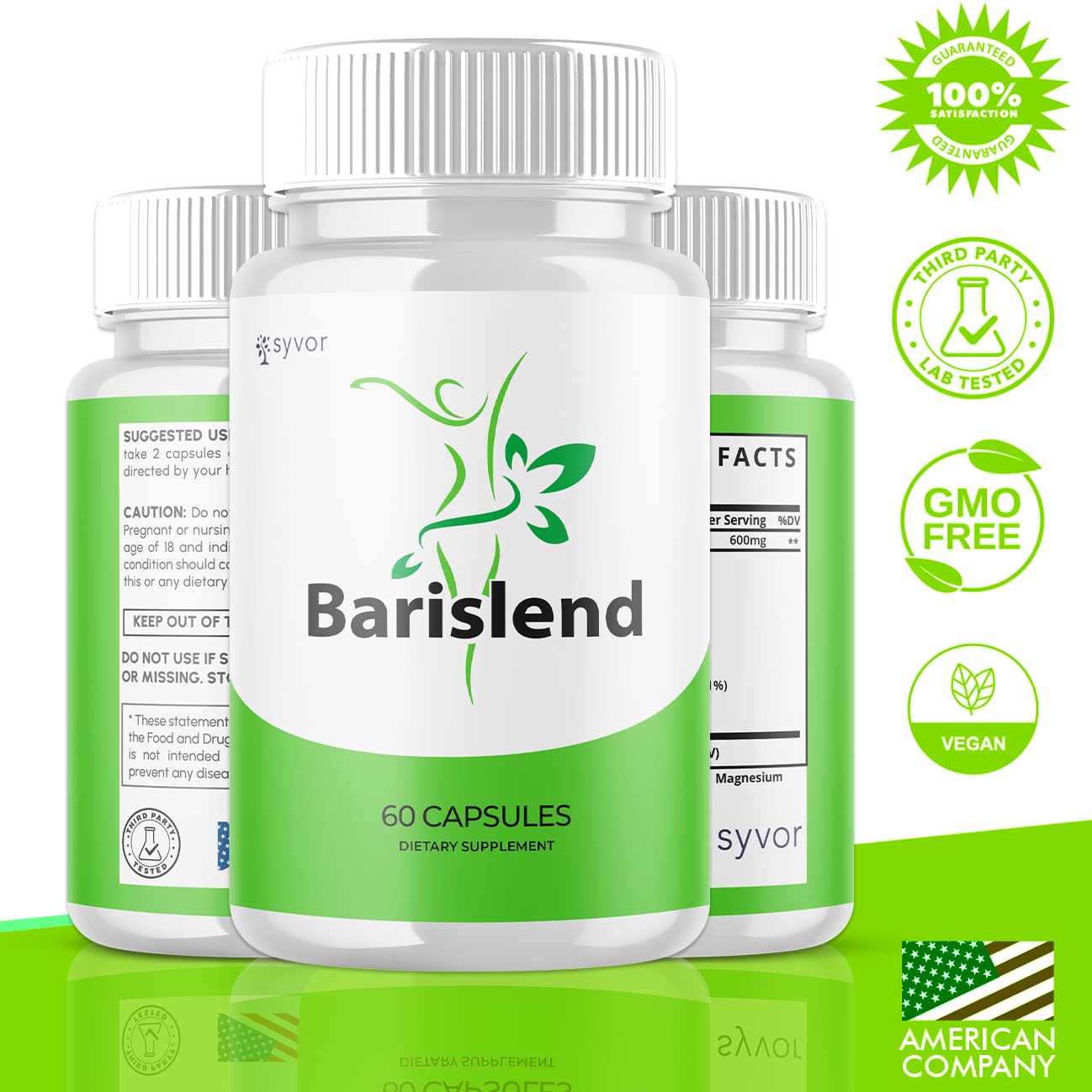 (3 Pack) Barislend Capsules, Official Barislend Pink Salt Pills with All Natural Ingredients, Bari-Slend Advanced Formula Vitamin Pills for Health and Wellness Support for Men and Women (180 Capsules) SyvorAu supplements