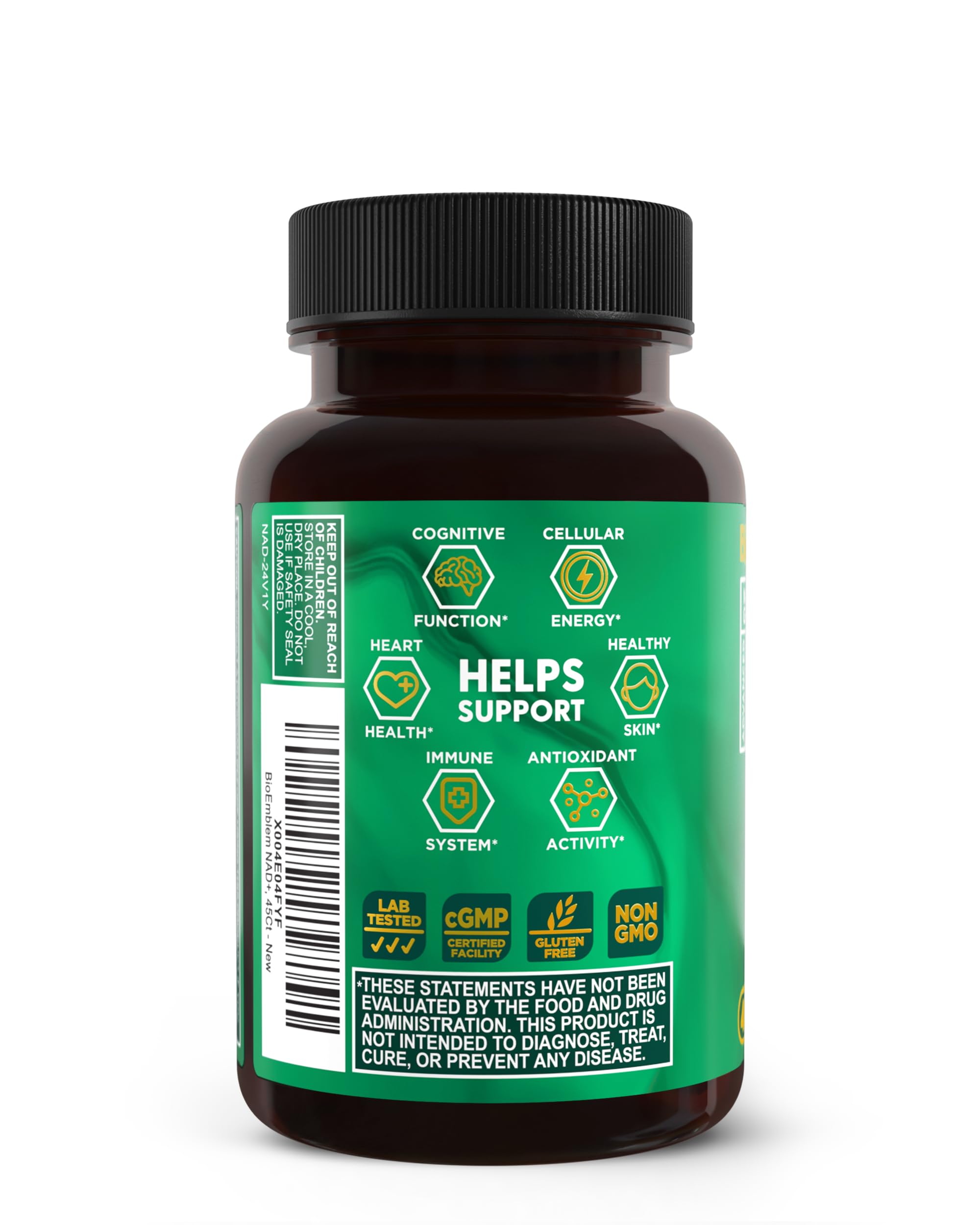 BioEmblem NAD+ Supplement | 300 mg Nicotinamide Riboside with CoQ10 & Resveratrol | Supports Healthy Aging, Cellular Energy and Cognitive Function | Non-GMO, Gluten Free - 45 Capsules BioEmblemAu supplements