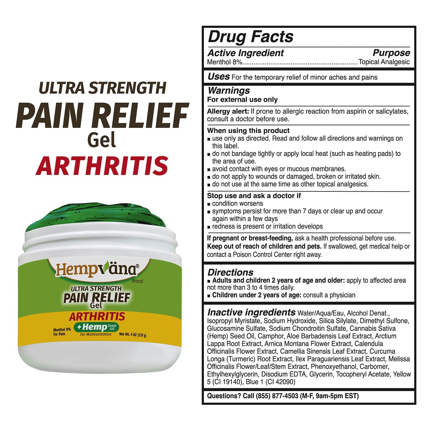 Hempvana Arthritis Pain Relief Gel, Ultra-Strength for Arthritis in Muscles & Joints. Enriched with Hemp Seed Oil, AS SEEN ON TV. Non-Greasy. Targeted Long-Lasting Relief. Works Fast, 3 Oz. HempvanaAu supplements