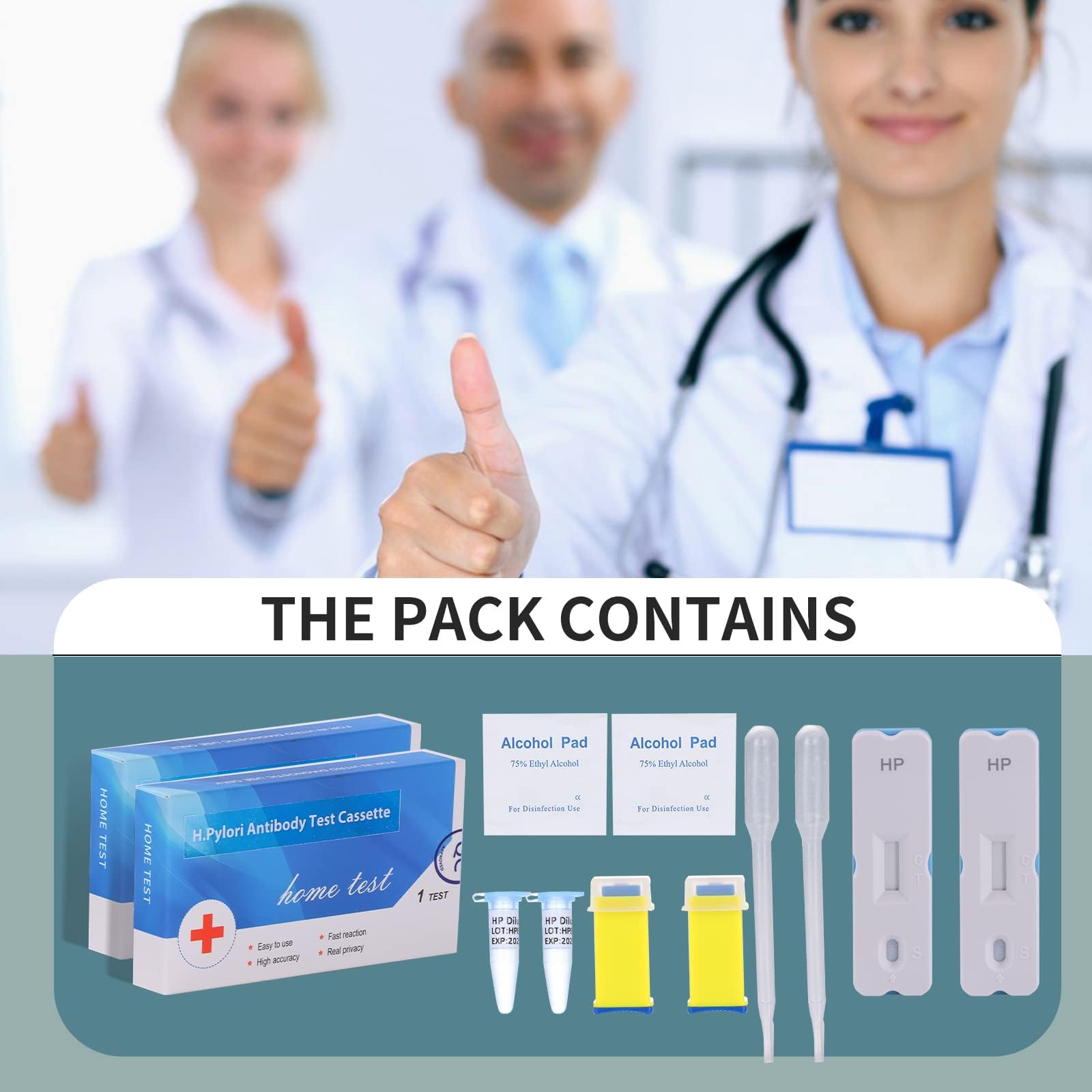 H. Pylori，Helicobacter Pylori Detection 2 Test kit, 10-15 Minutes of Quick Home Testing, The Result is Highly Accurate, Easy to use and Read EvuioasAu supplements