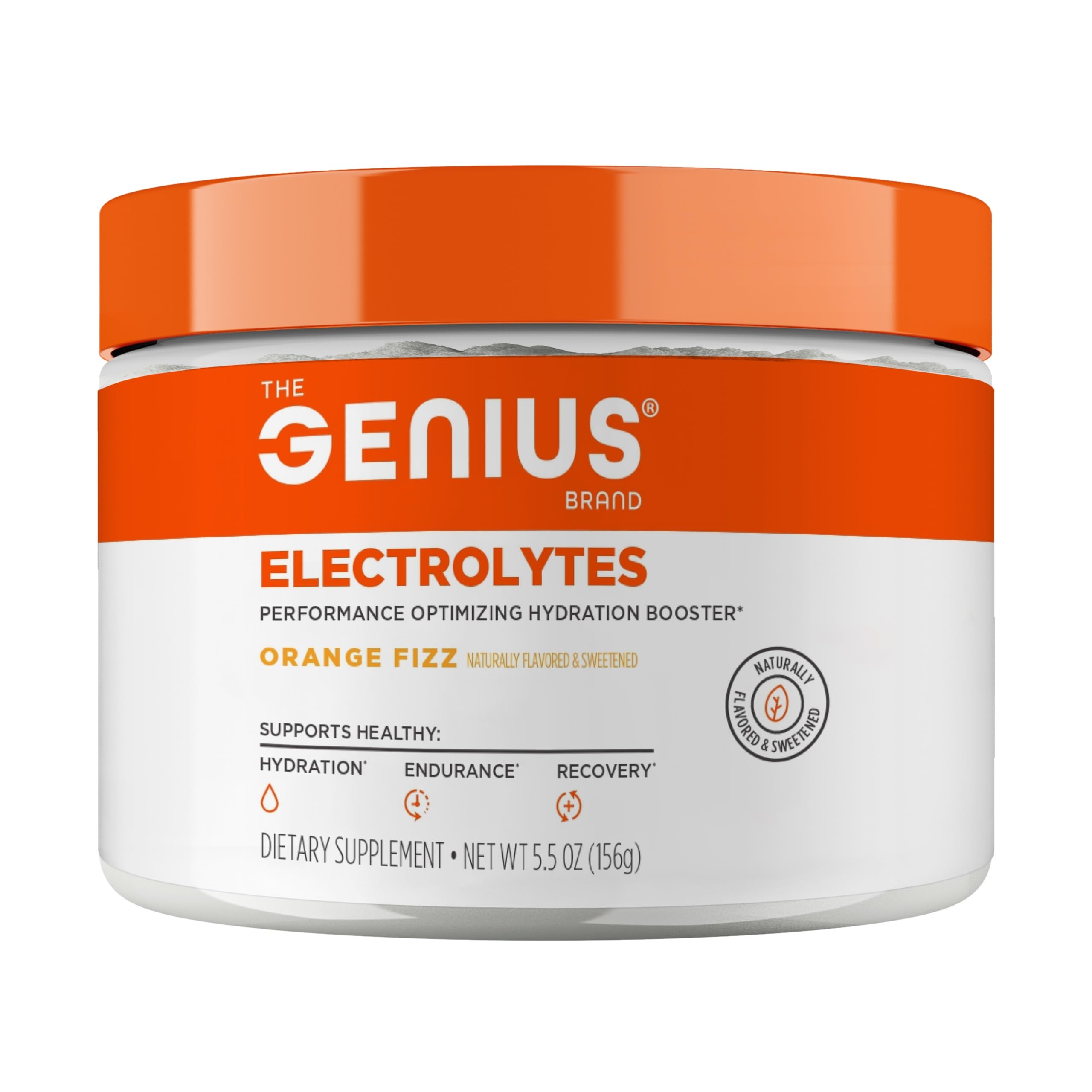 Genius Electrolytes Powder Drink Mix, Orange Fizz, 30 Servings - Natural Hydration Booster & Endurance Supplement with Potassium, Magnesium & Zinc - Sugar Free & No Artificial Sweeteners or Dyes The Genius BrandUS supplements